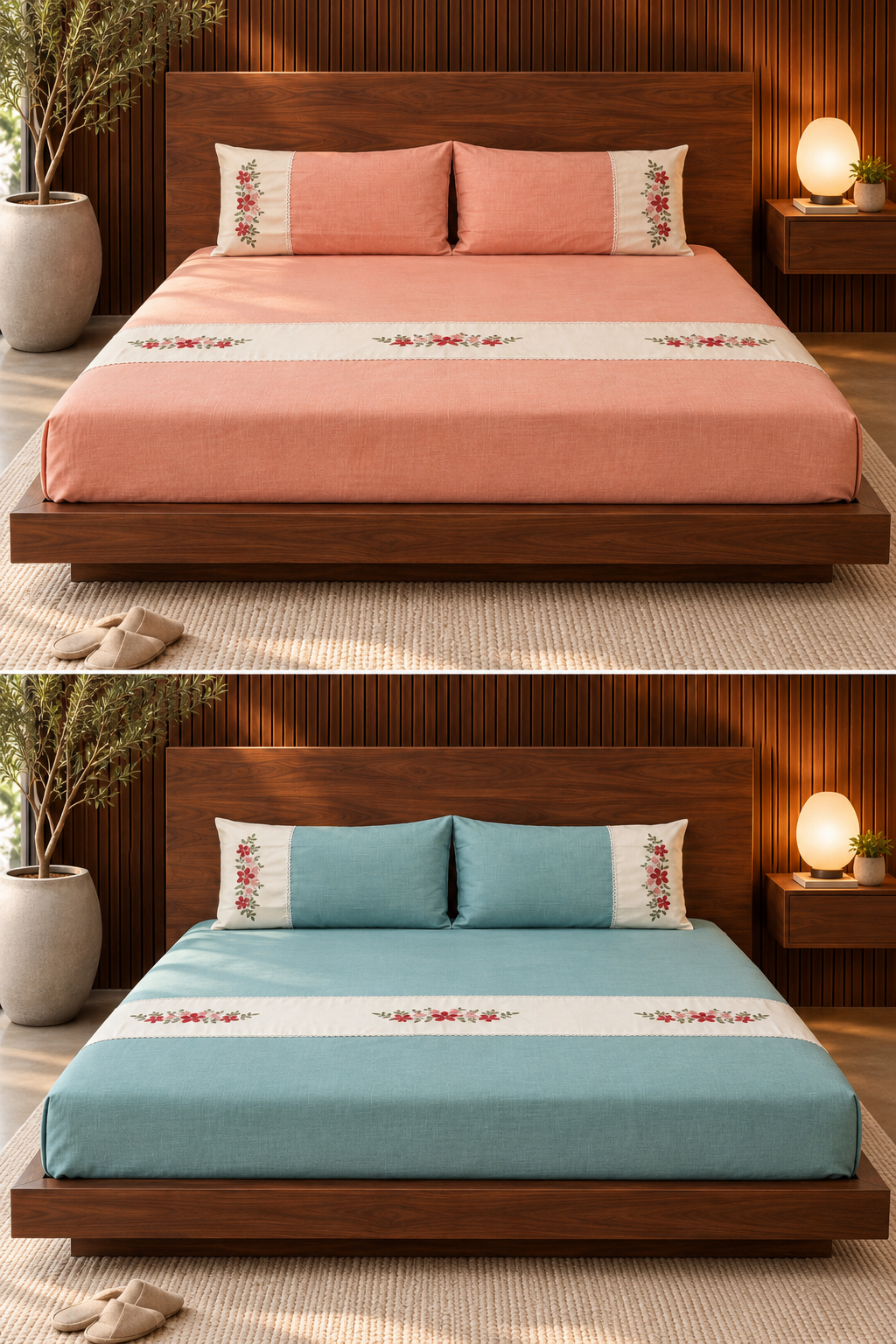 Bedsheets - King premium machine embroidery bedsheets lace bedsheets