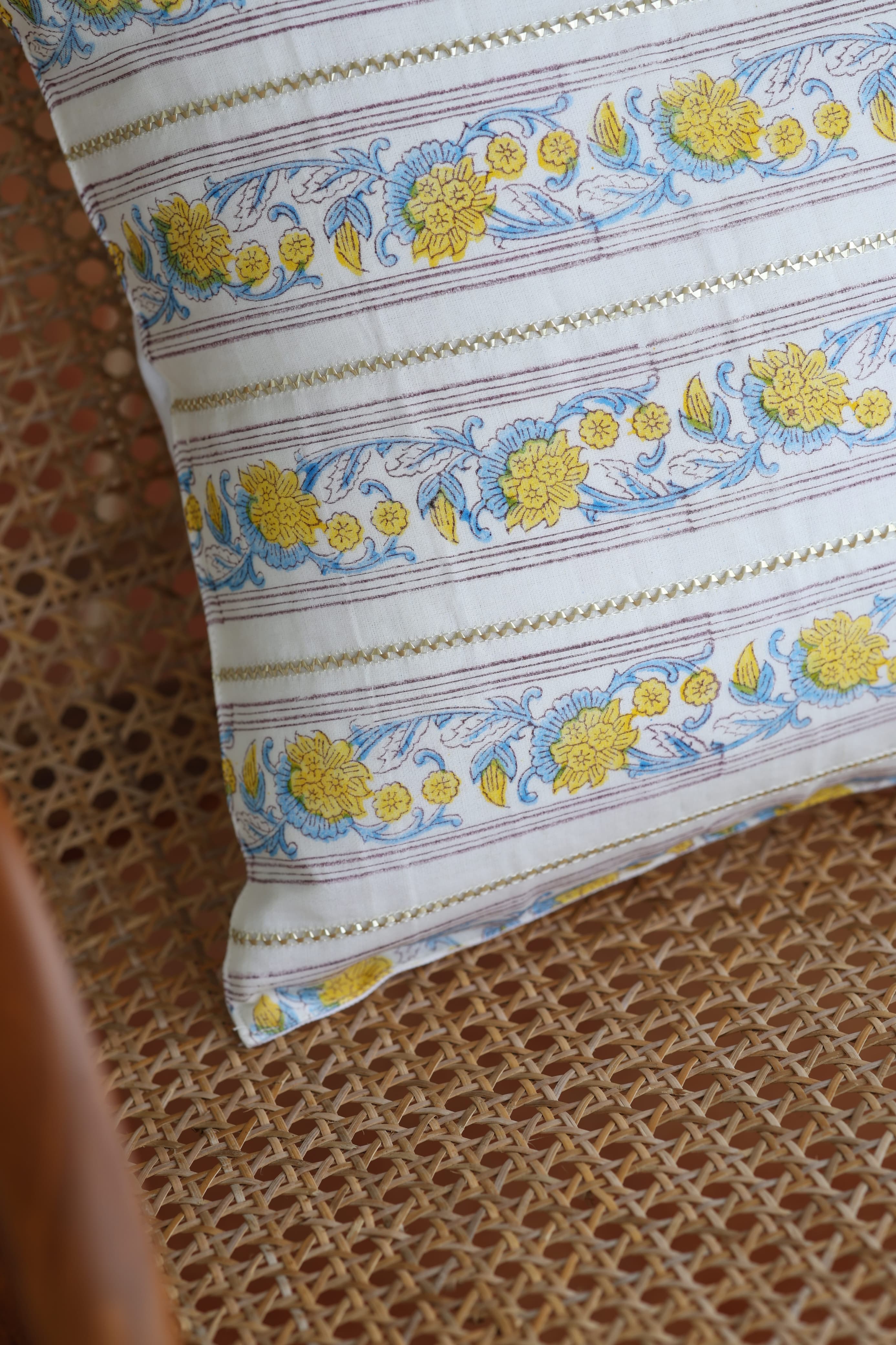 Onam Handblock Cushion Covers - 16*16 inches