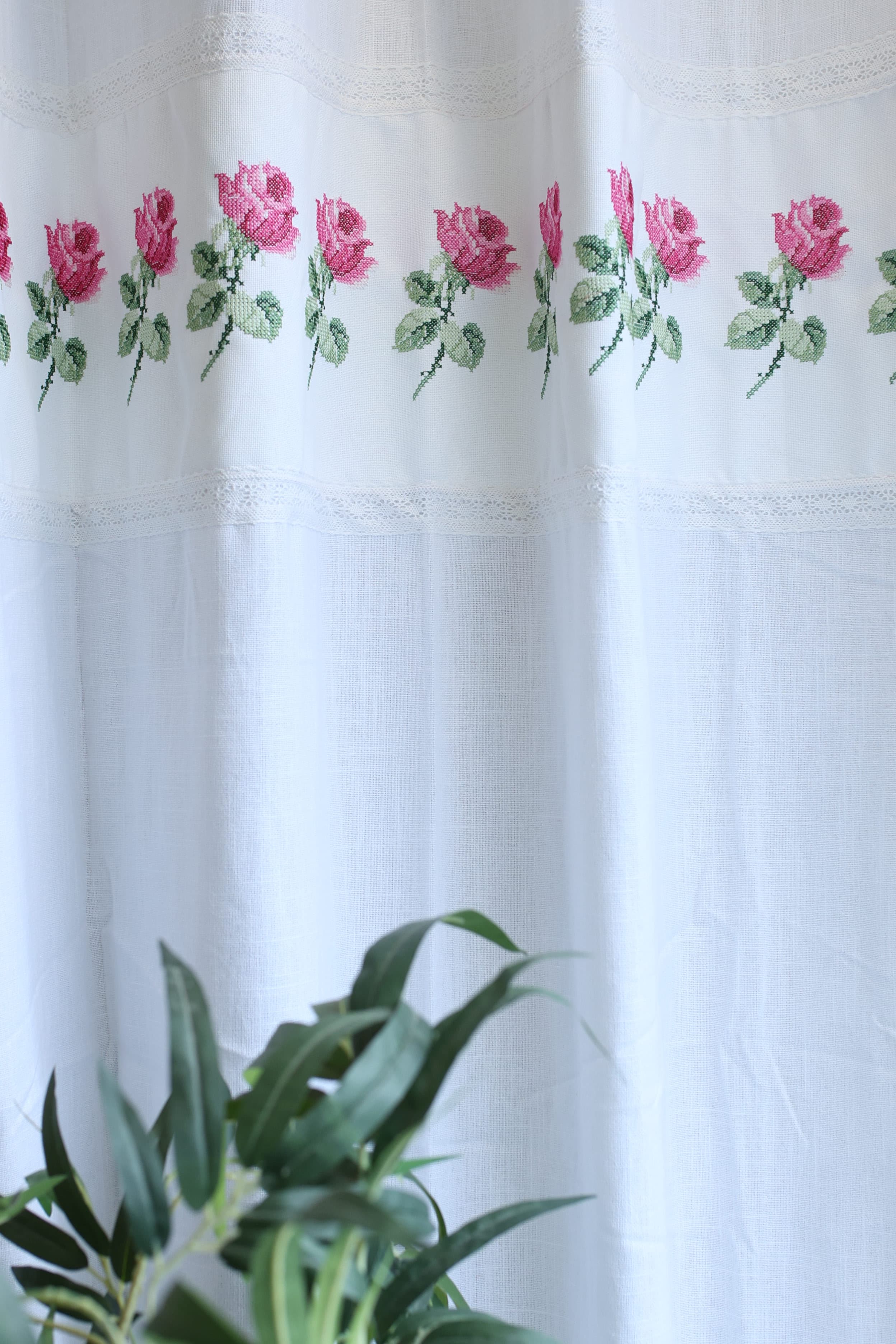 Curtains - Premium Cross Stitch Embroidery Opaque Curtain Charlotte Rose curtains