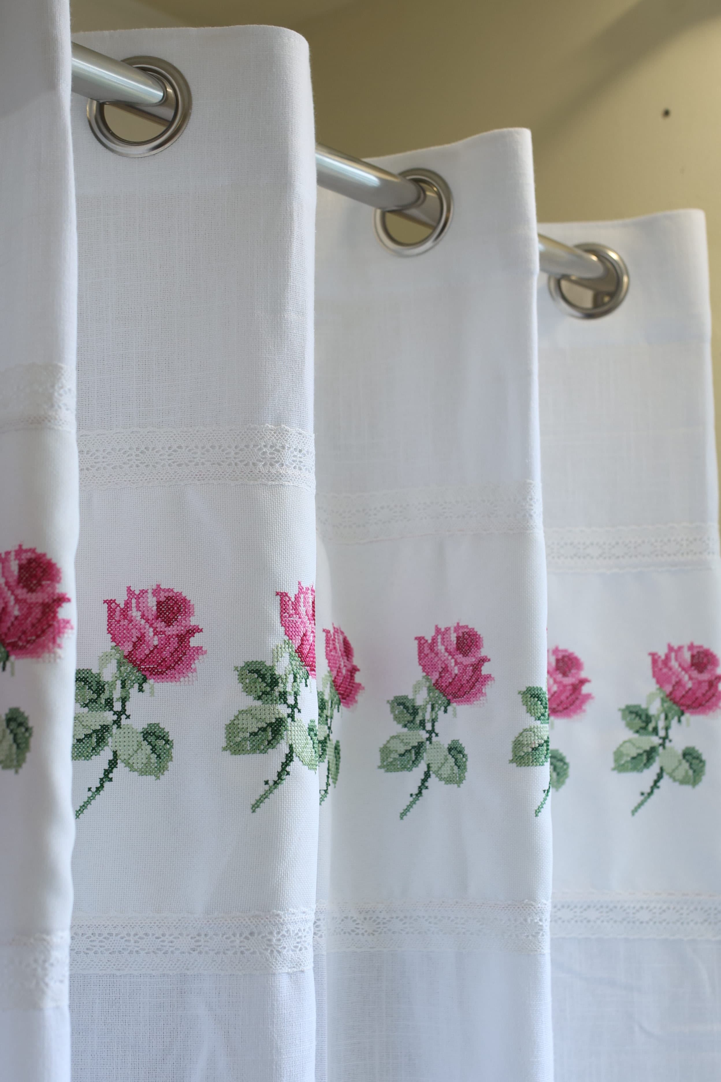 Curtains - Premium Cross Stitch Embroidery Opaque Curtain Charlotte Rose curtains