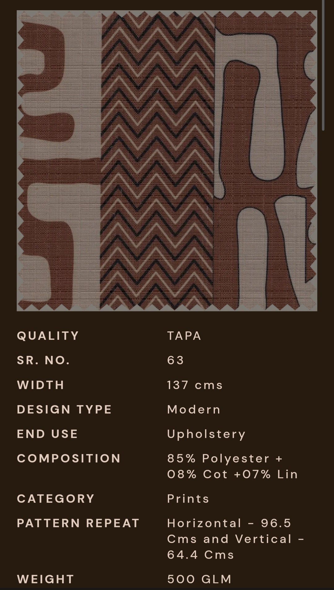 Upholstery fabrics -Tapa