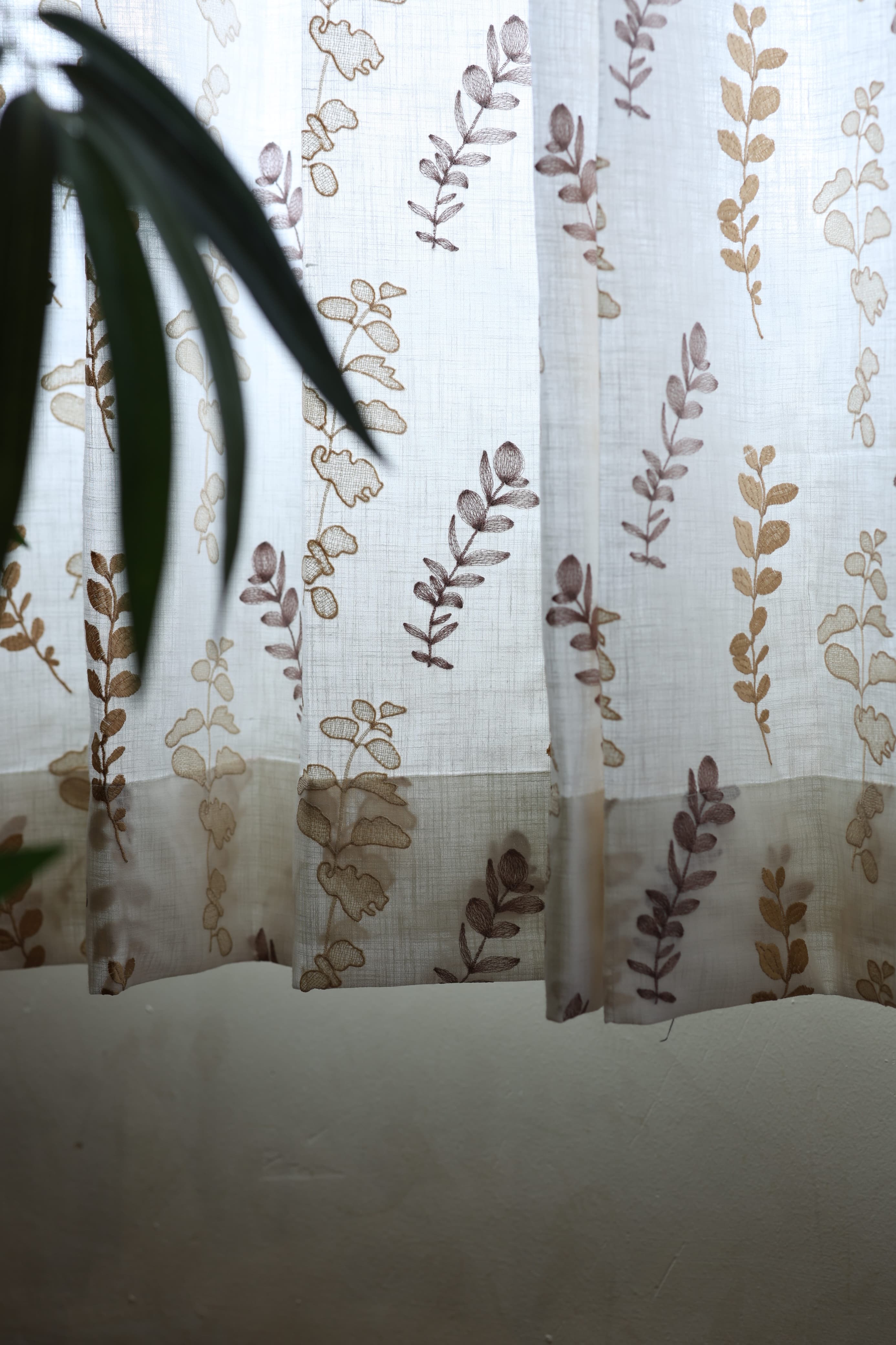 Curtains - Premium Embroidery sheer curtains cotton rainbow olivia semi transparent
