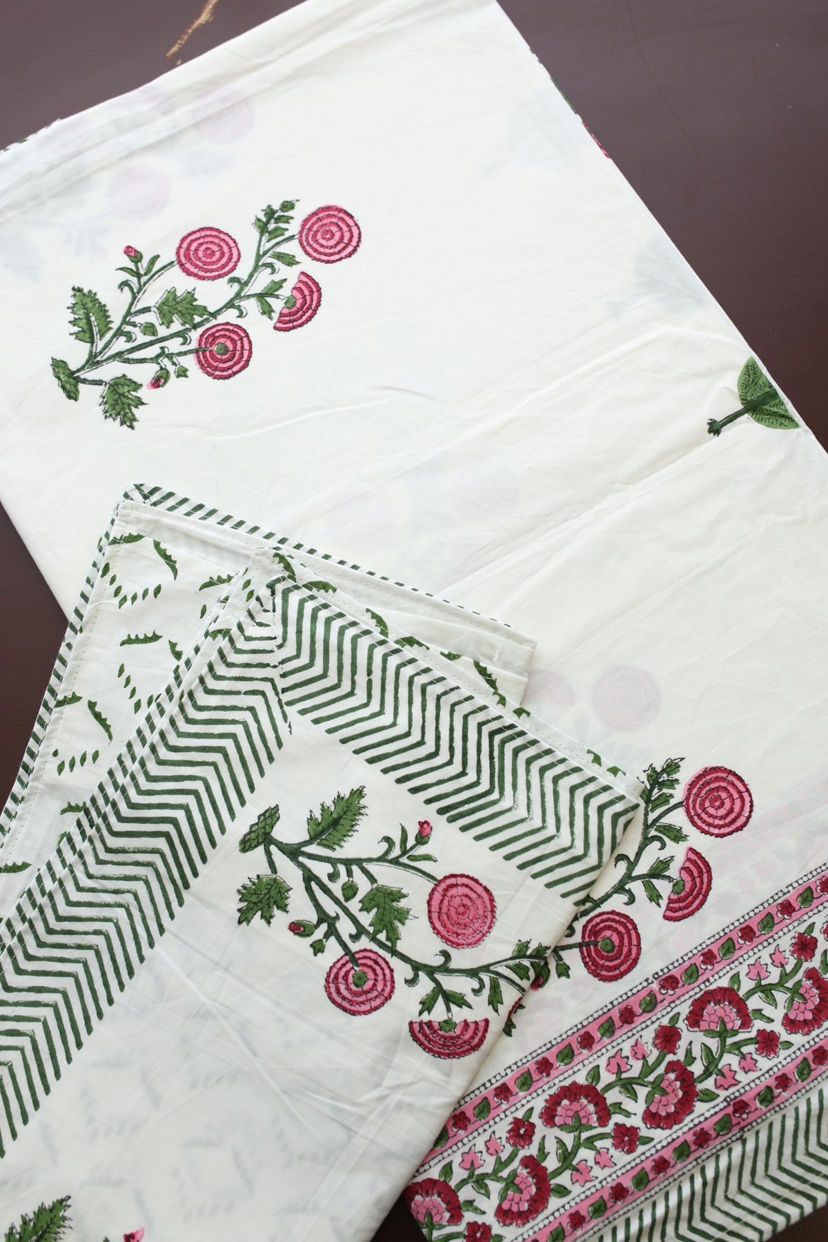 Bedsheets - King percale cotton handblock soft lily  bedsheets