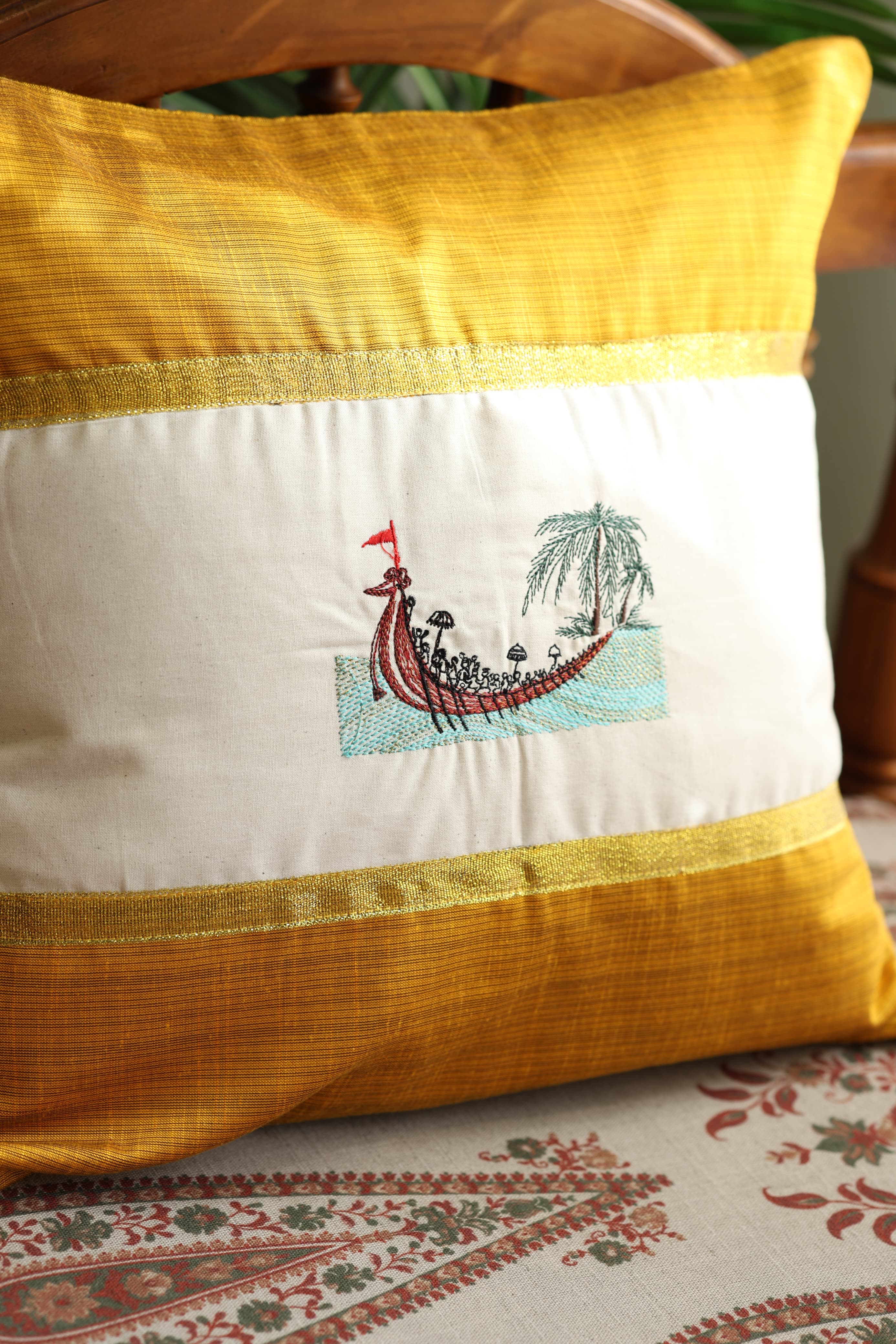 Onam Handblock Cushion Covers - 16*16 inches
