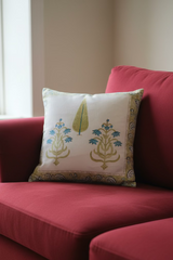 Handblock cushion cover, 16×16