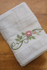 Premium Floral Embroidery  Bath Towel – Pastel