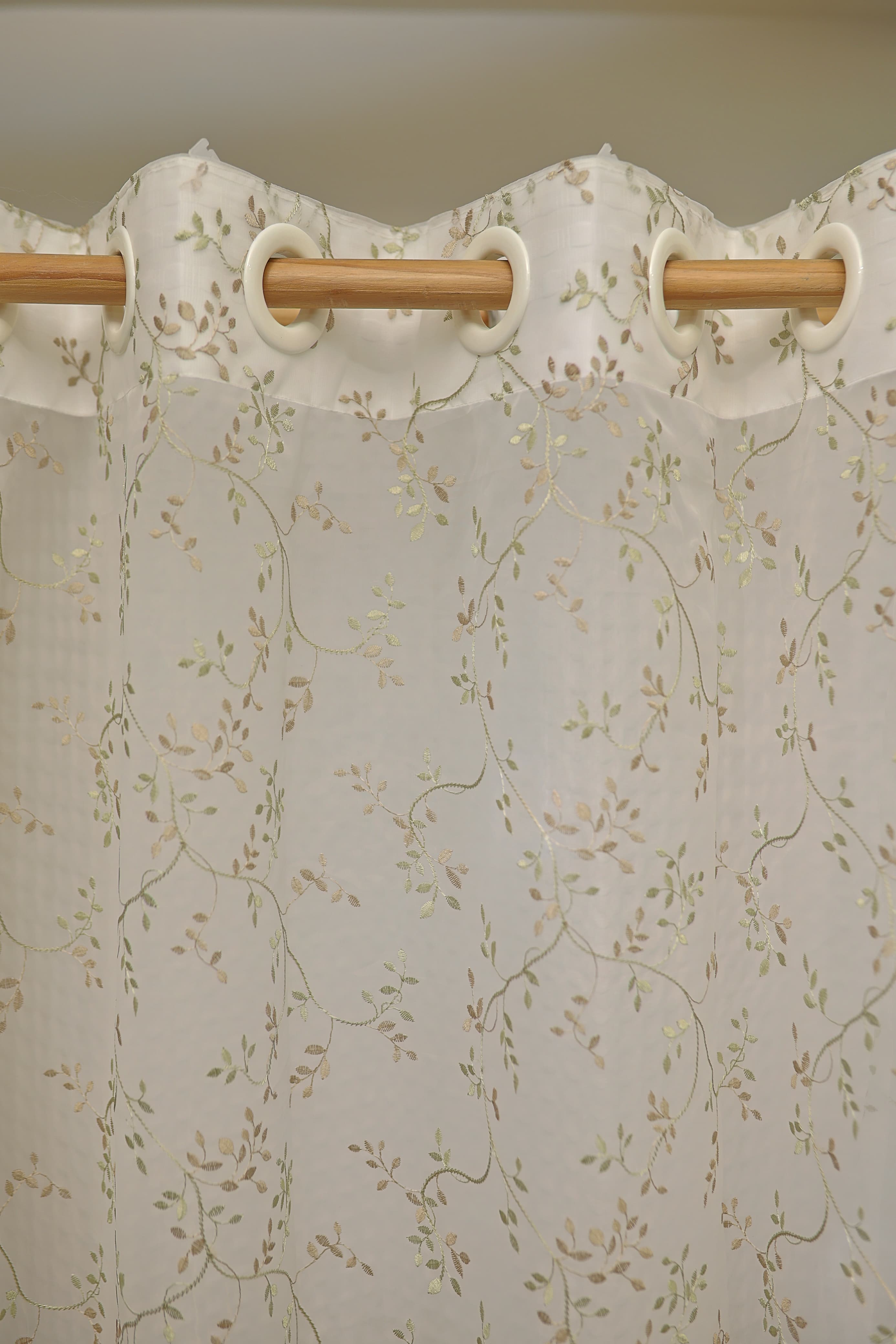 Curtains-Embroidered organza sheer curtains