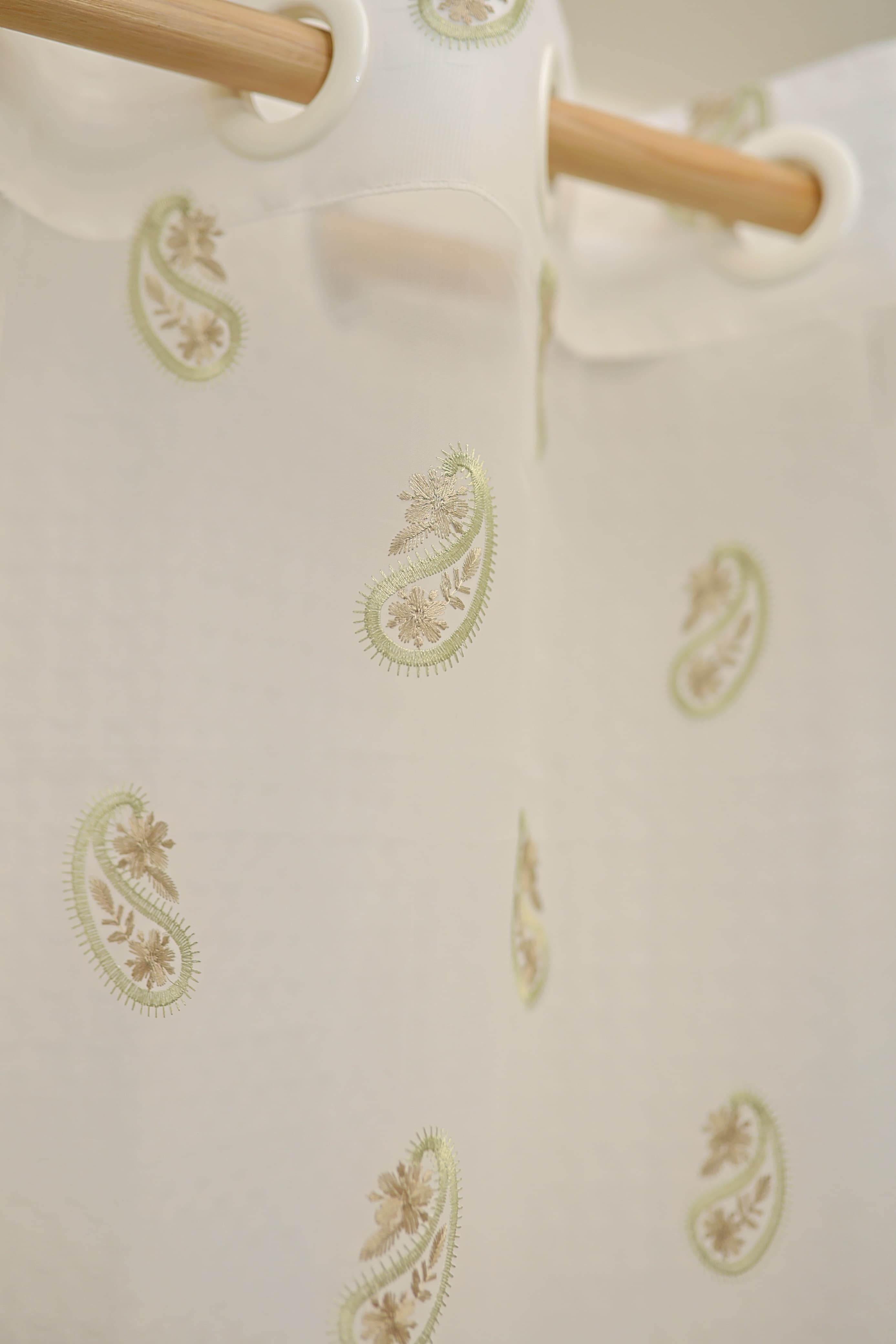 Curtains-Embroidered organza sheer curtains
