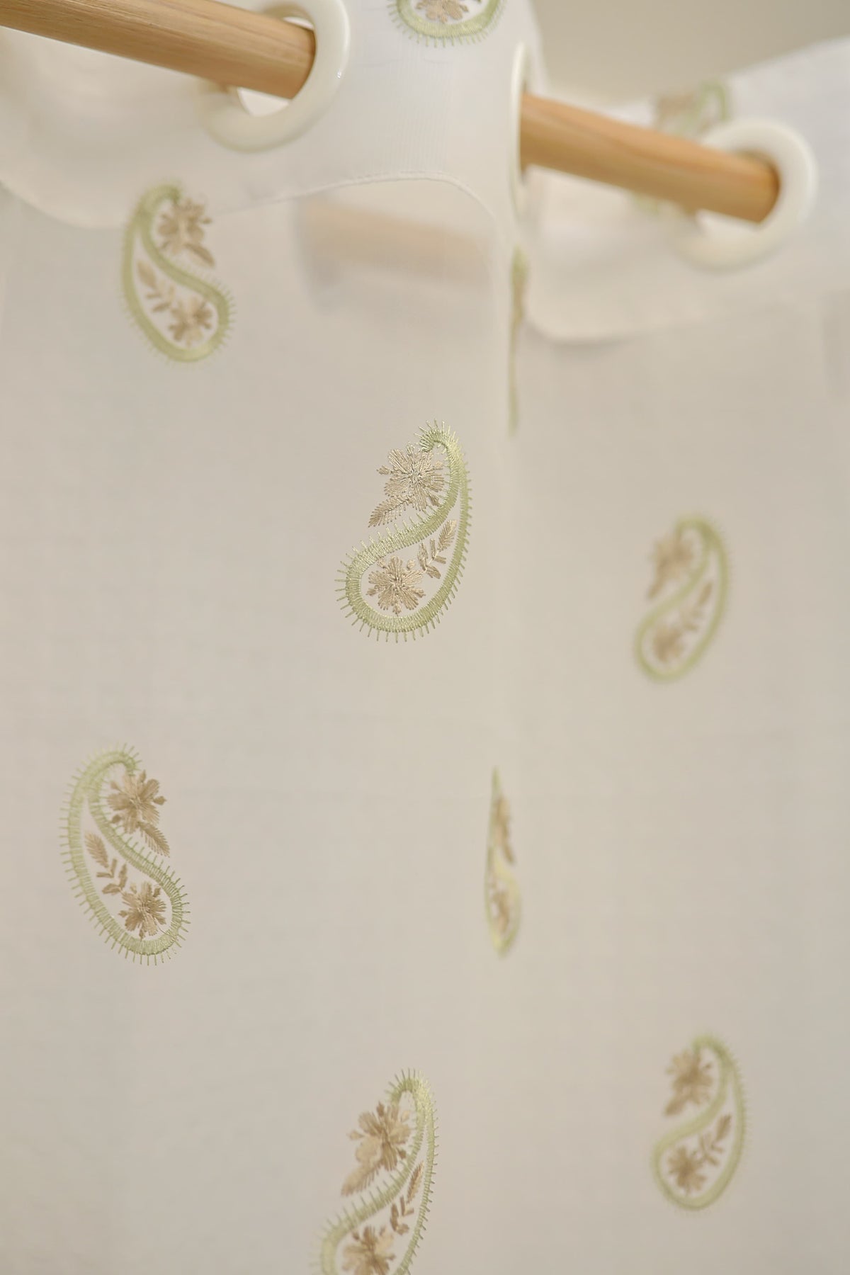 Curtains-Embroidered organza sheer curtains