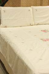 Premium Cross stitch Embroidery Cotton King Size Bedspread Set