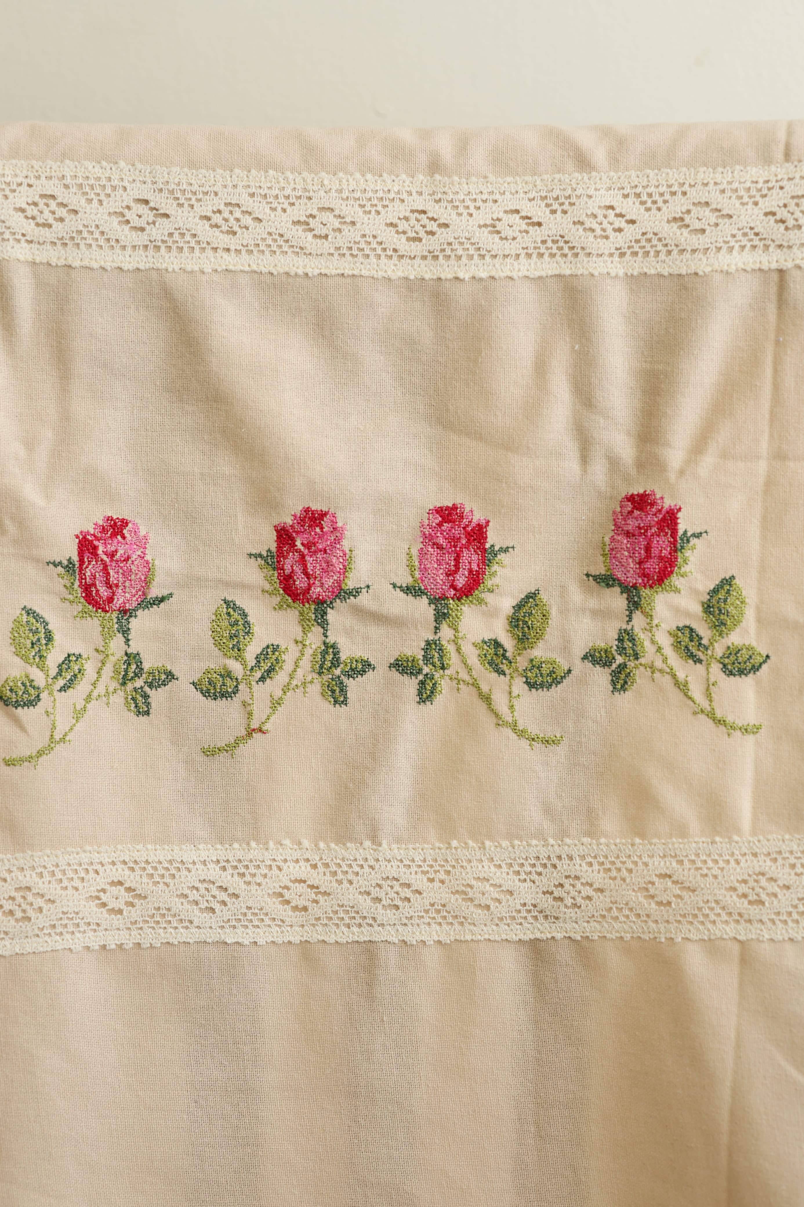 Floral Cross Stitch Embroidered Sofa Back / chair back Cover Set 3+1+1