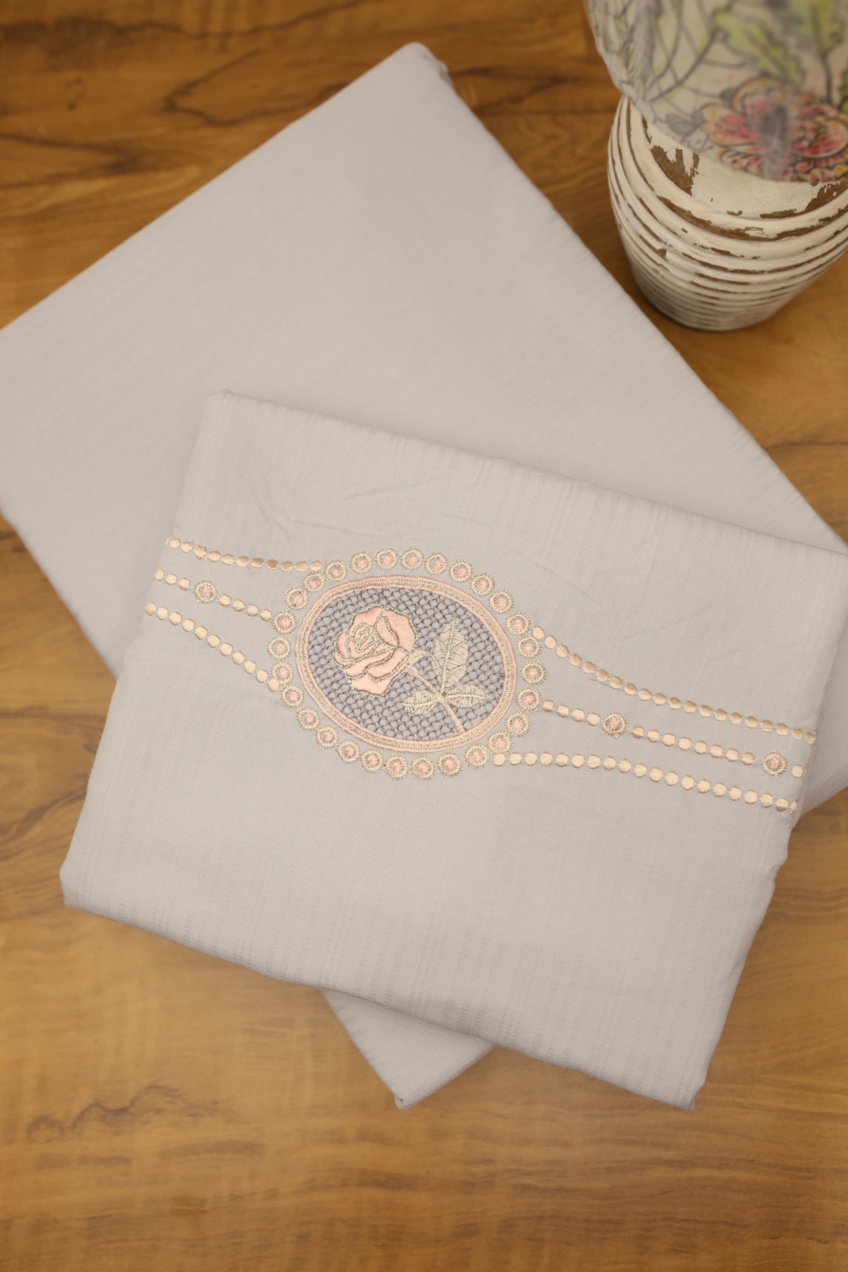 Bedsheets - Queen Premium Embroidery Bedsheet – Blush Rose Solid