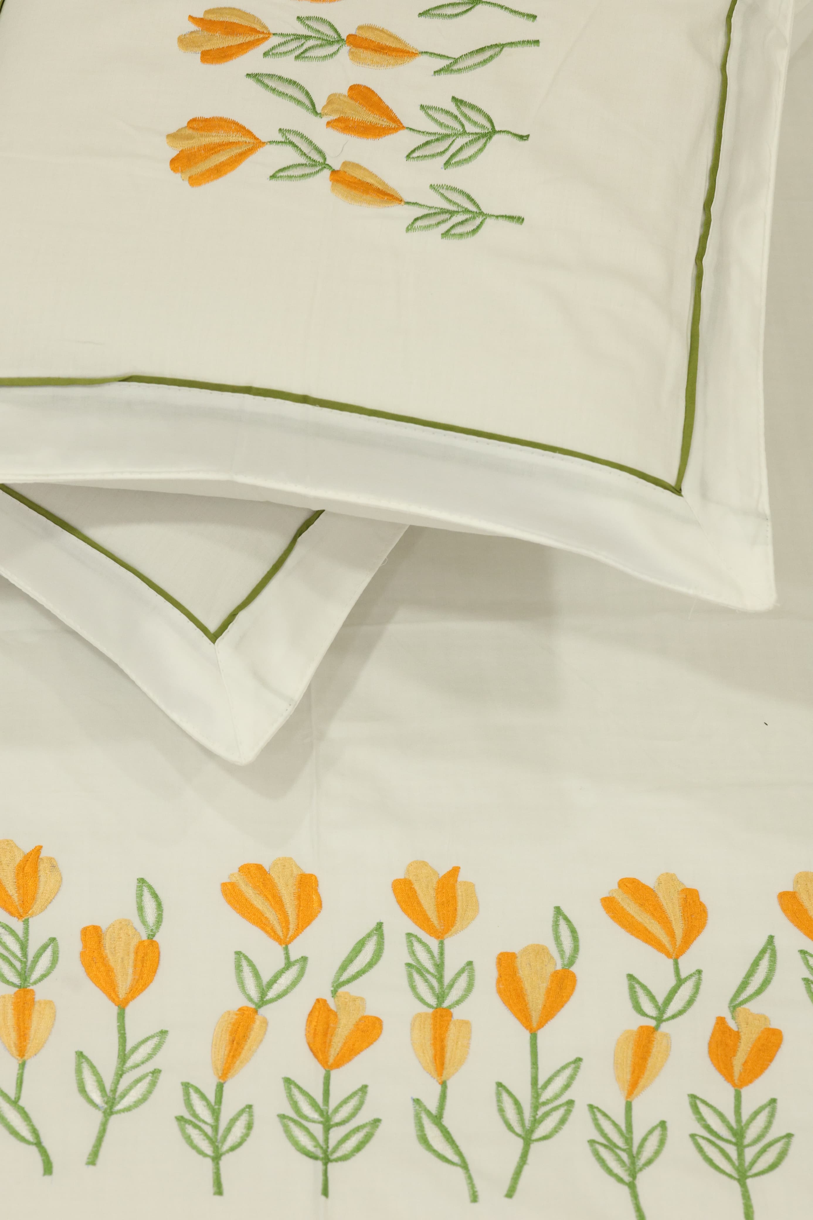 King Size Premium Machine Embroidery Bedsheet Set with 2 Pillow Covers (108x108")