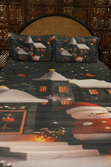 Christmas 7D Panel Print King Size Bedsheet Set - Xmas edition