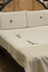 Vine Embroidery Cotton Double Bedsheet Set