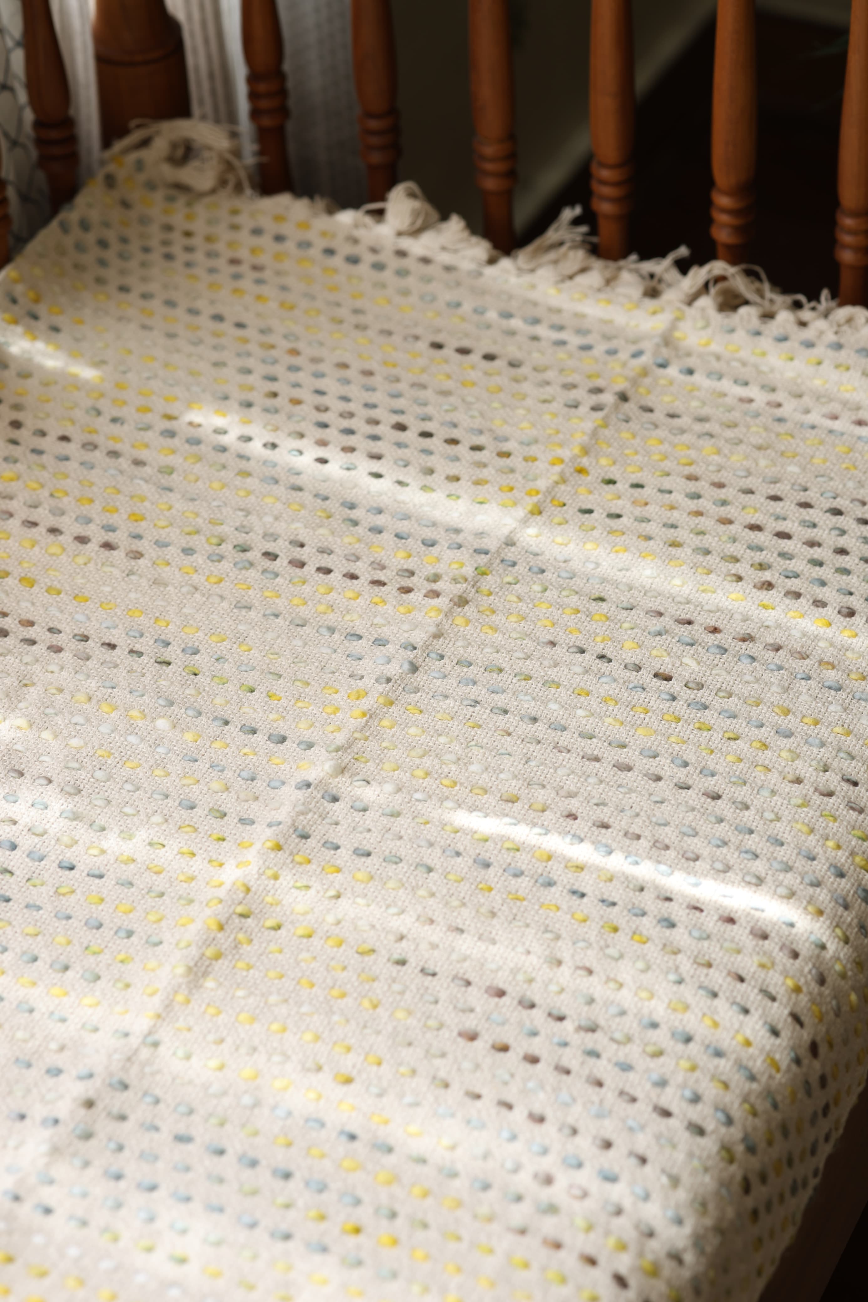 Handwoven Jute Polka Dot Sofa Throw