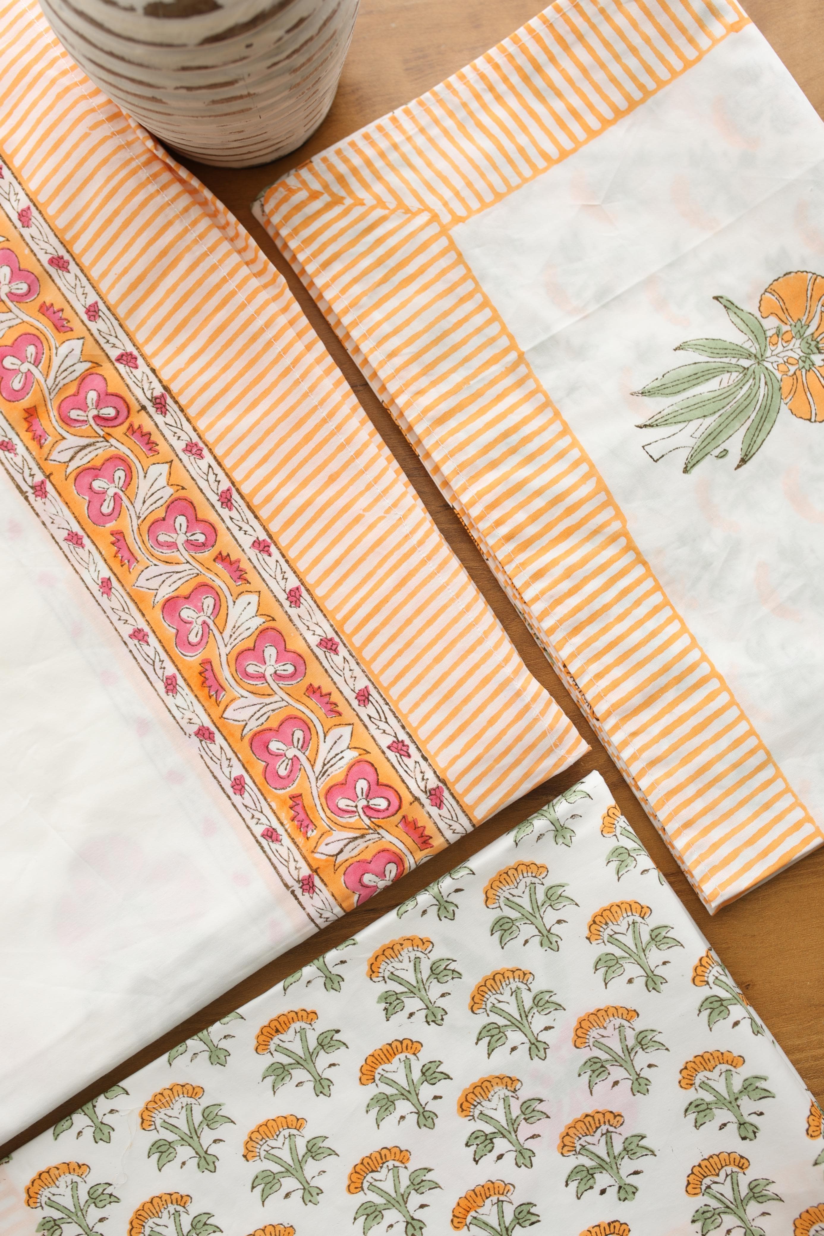 Bedsheets - King Percale cotton handblock print bedsheets