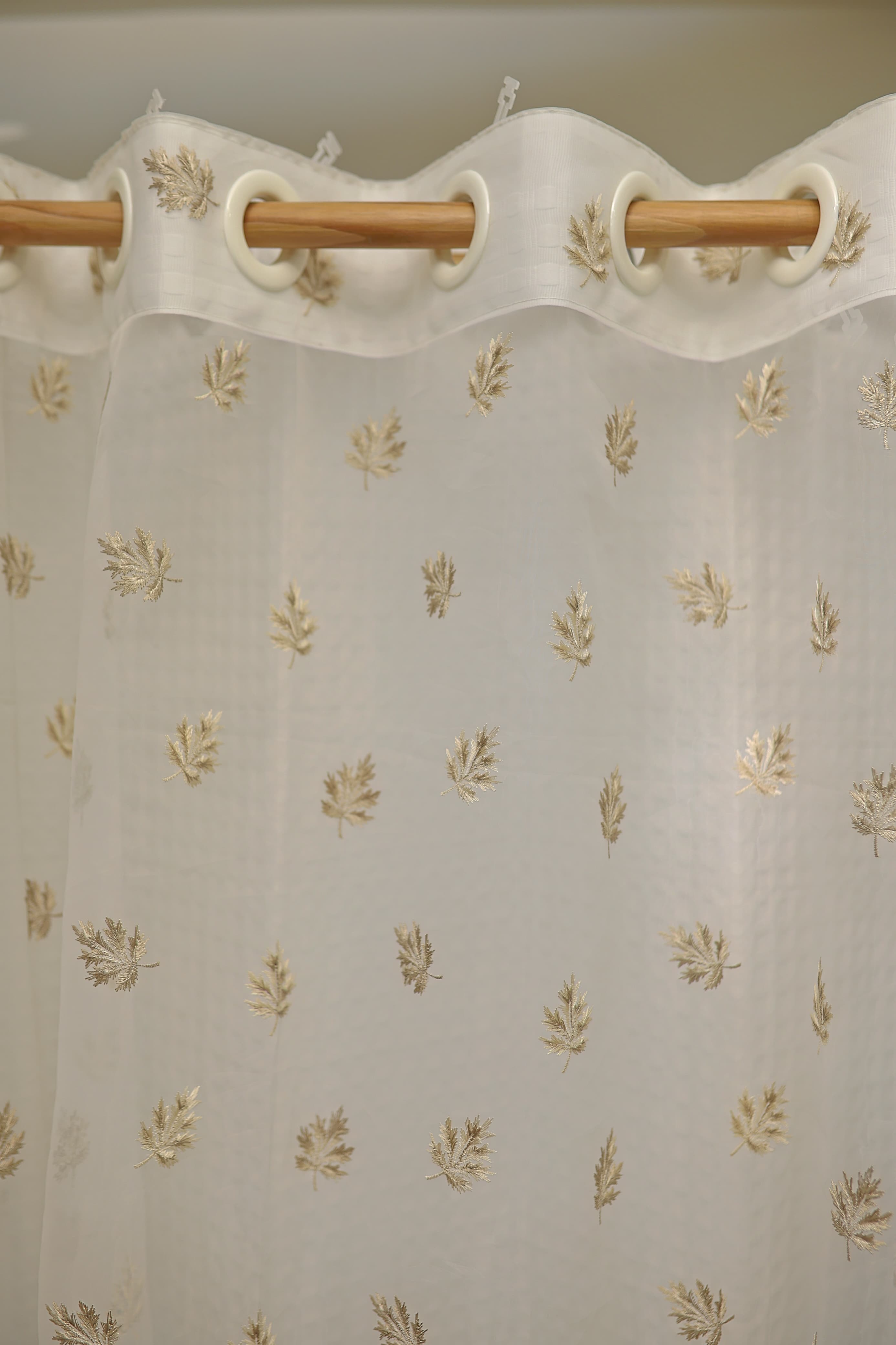 Curtains-Embroidered organza sheer curtains