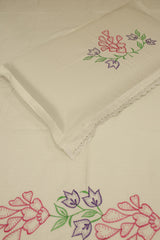 Bedsheets - single premium machine embroidery White bedsheets