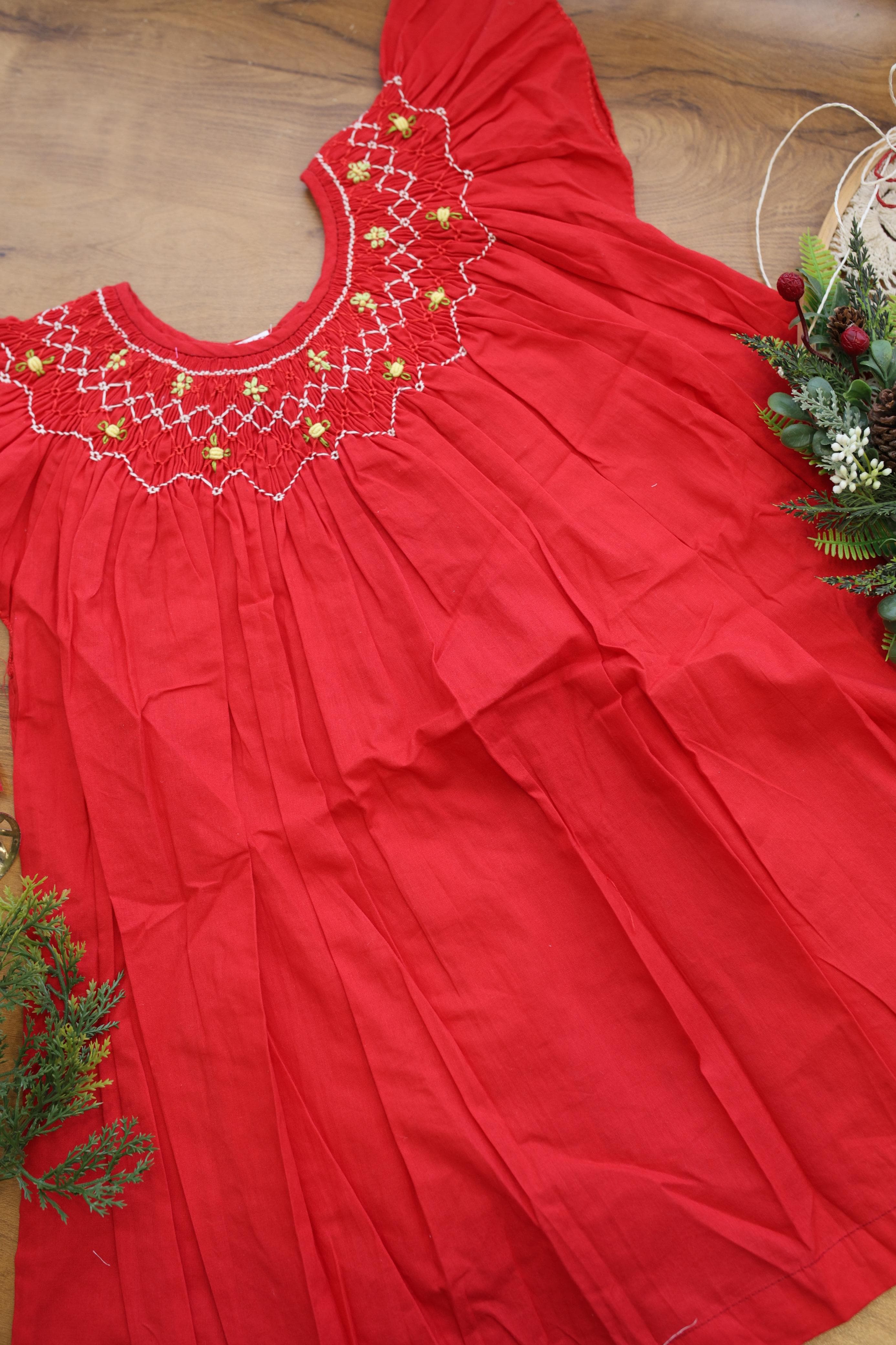 Kids smocked dress 2-3 years - Xmas edition