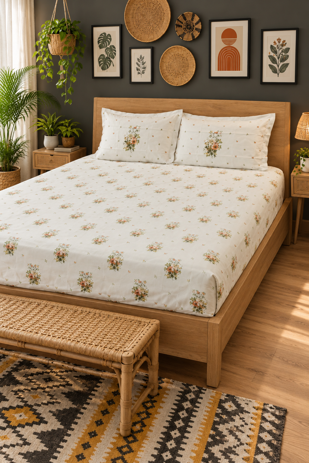 Bedsheets - King premium soft cotton bedsheet Digital Print DD   VATIKA
