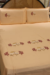 King Size Premium Machine Embroidery Bedsheet Set with 2 Pillow Covers (108x108")