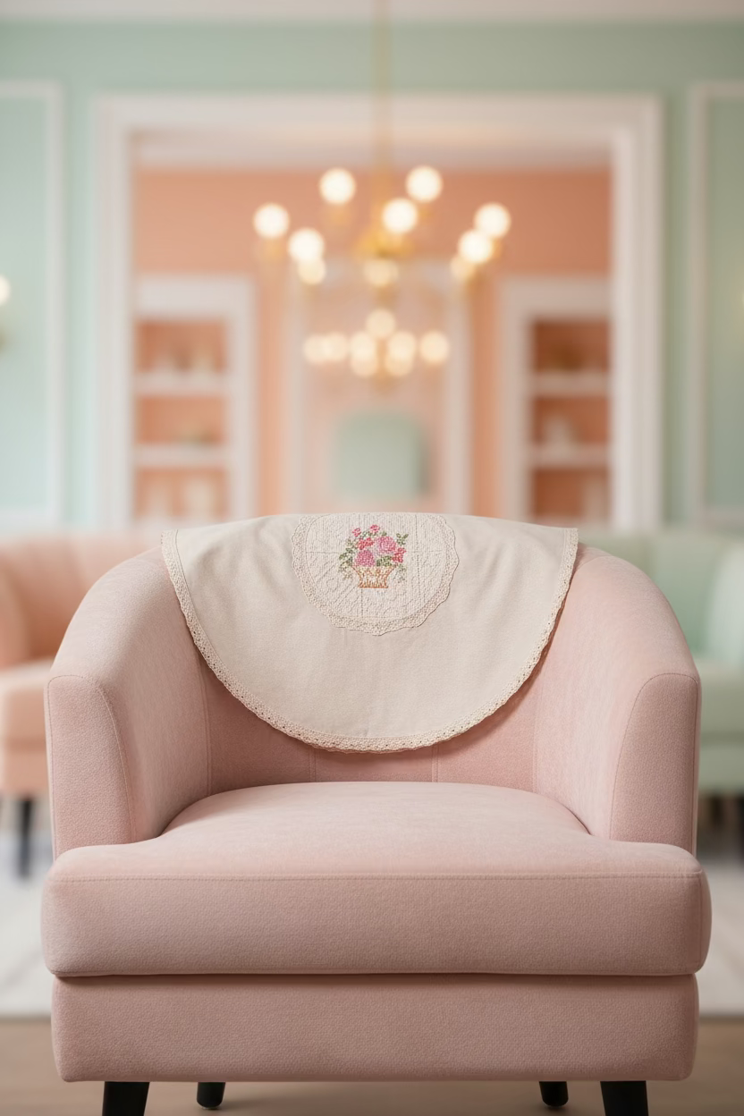 Chair back / sofa back - cross stitch embroidery 5 seater Cottage Rose Collection