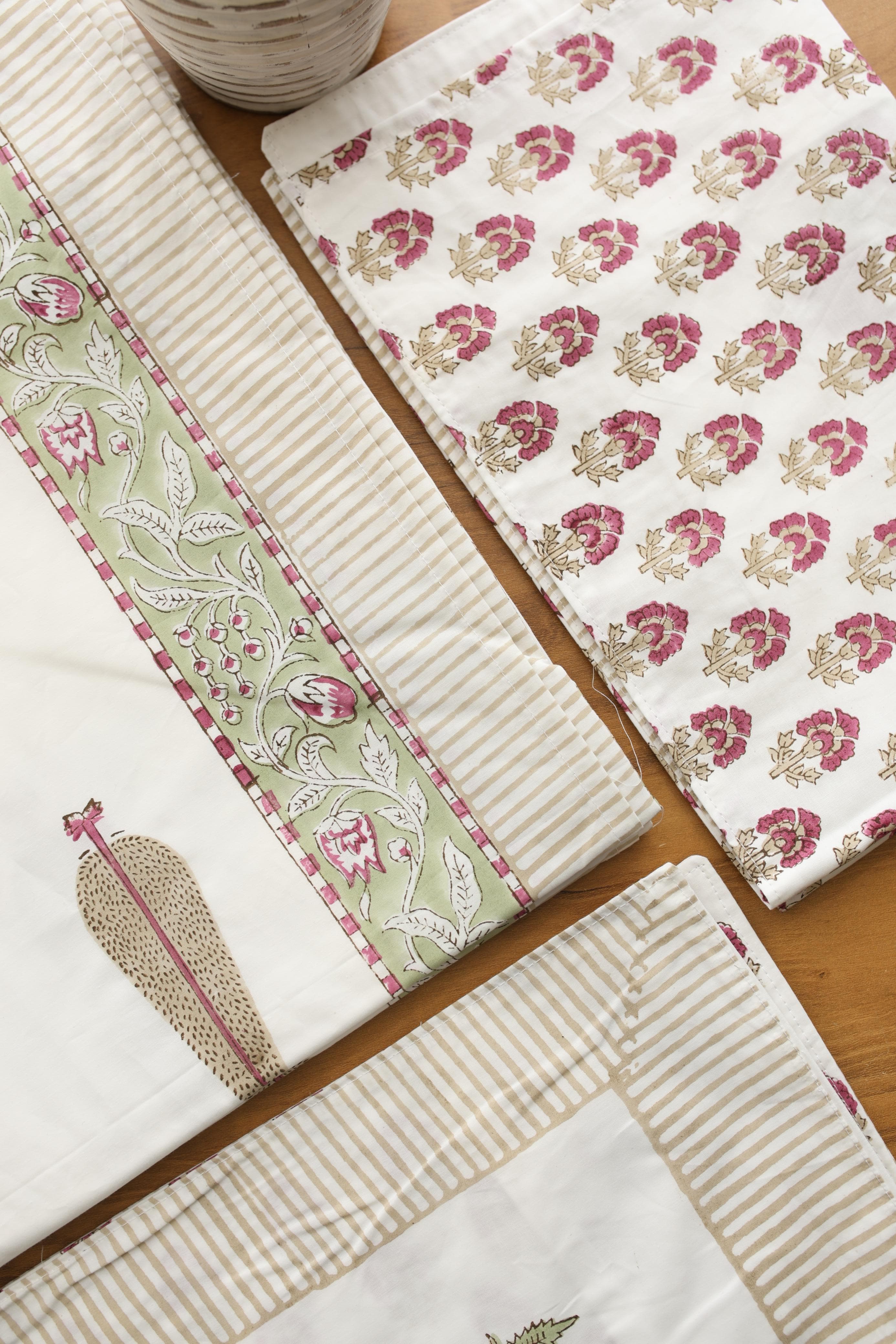 Bedsheets - King Percale cotton handblock print bedsheets