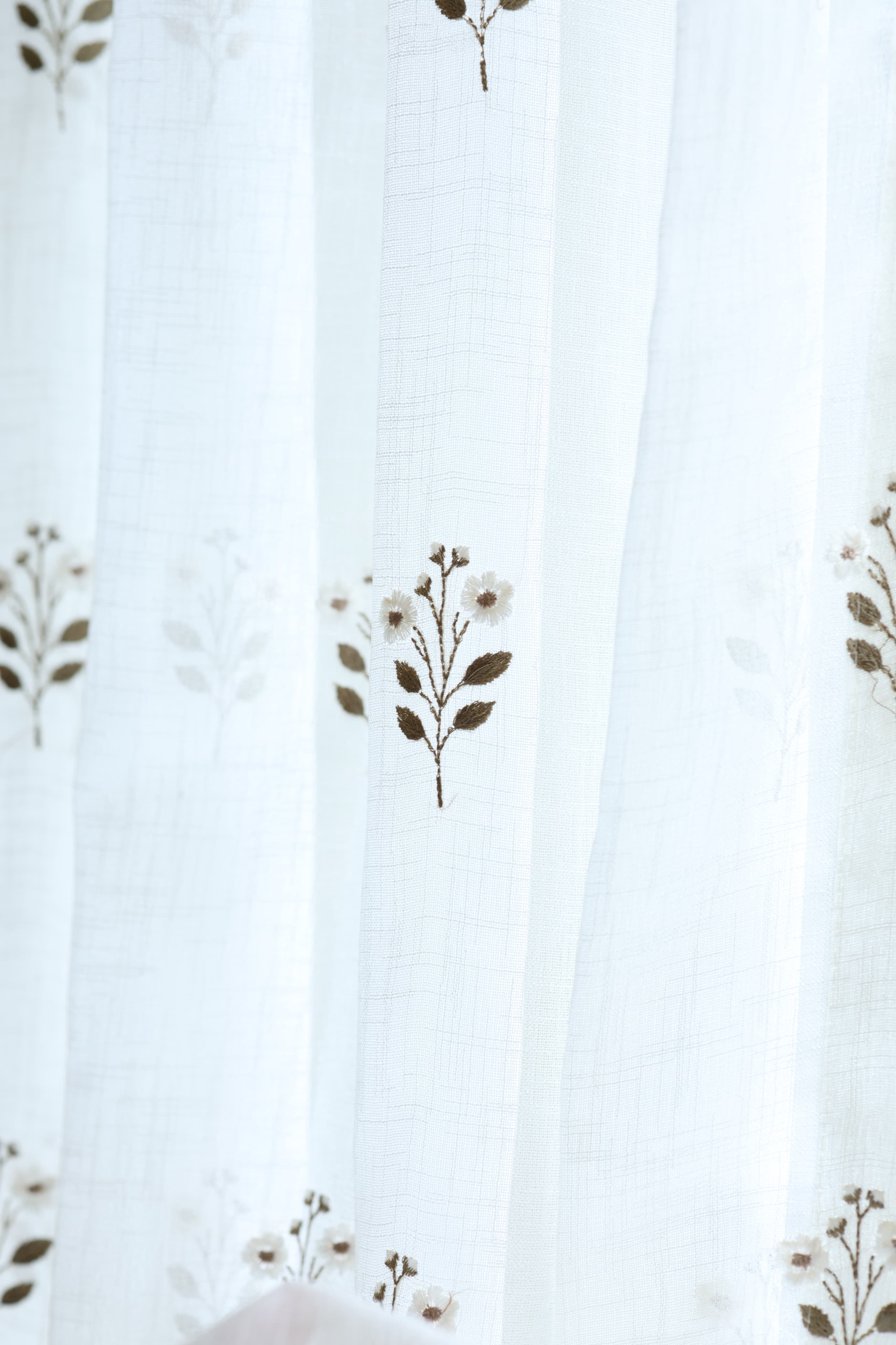 Ivory Floral embroidery sheer Curtain