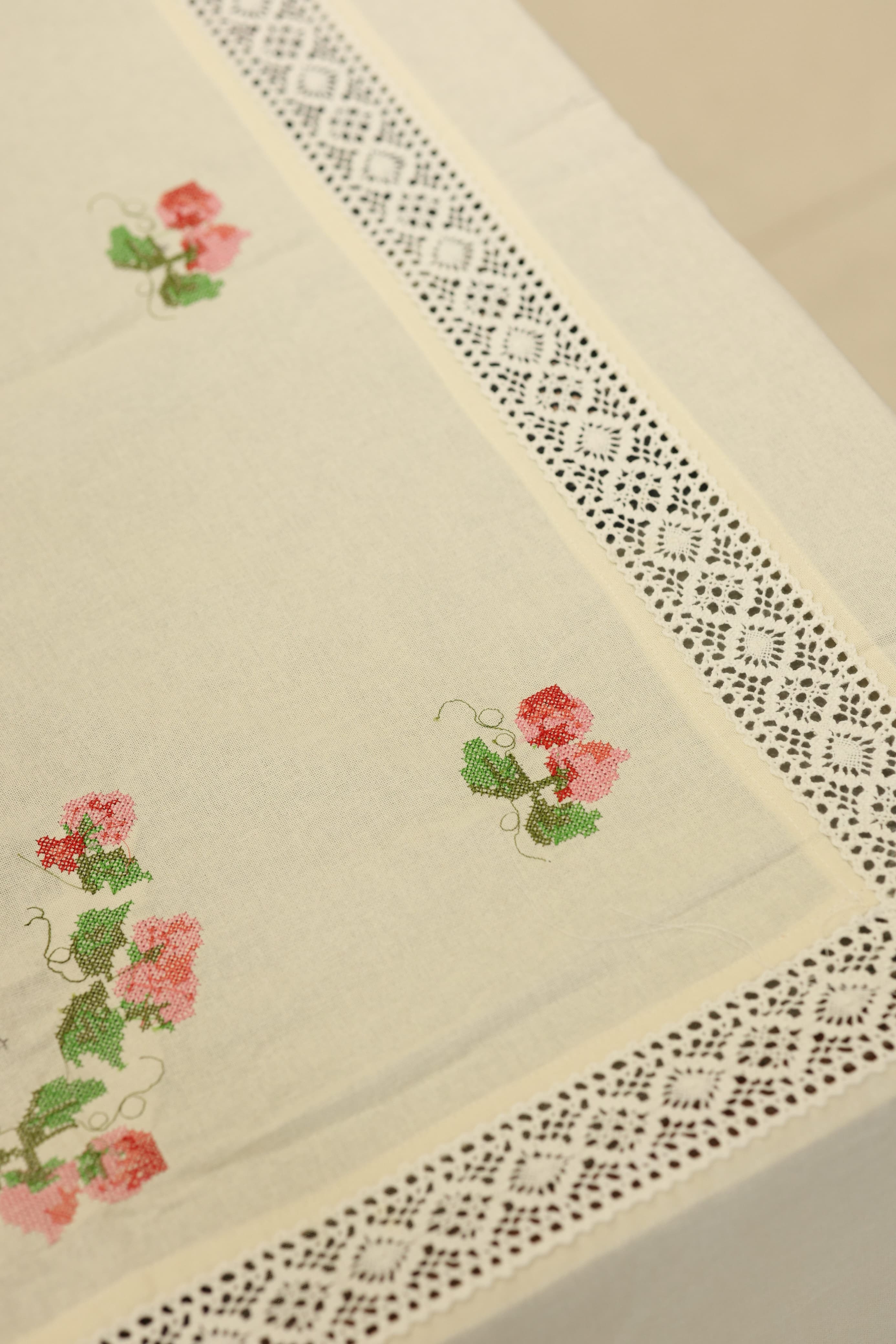 Table cloths-8 seater cross stitch embroidered