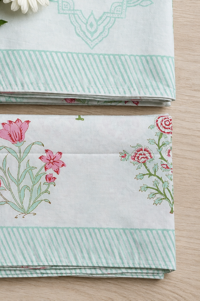 Bedsheets - King Percale cotton handblock print bedsheets
