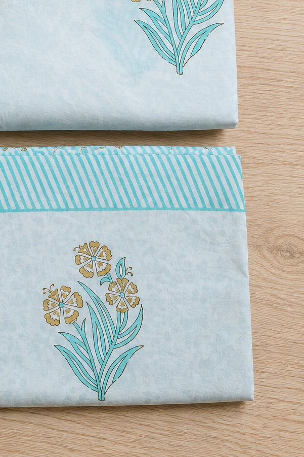 Bedsheets - King Percale cotton handblock print bedsheets