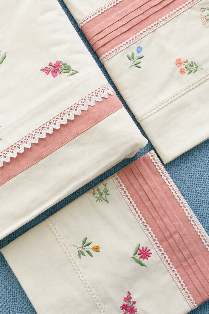 Bedsheets - King premium Machine Embroidery Bedsheet multi