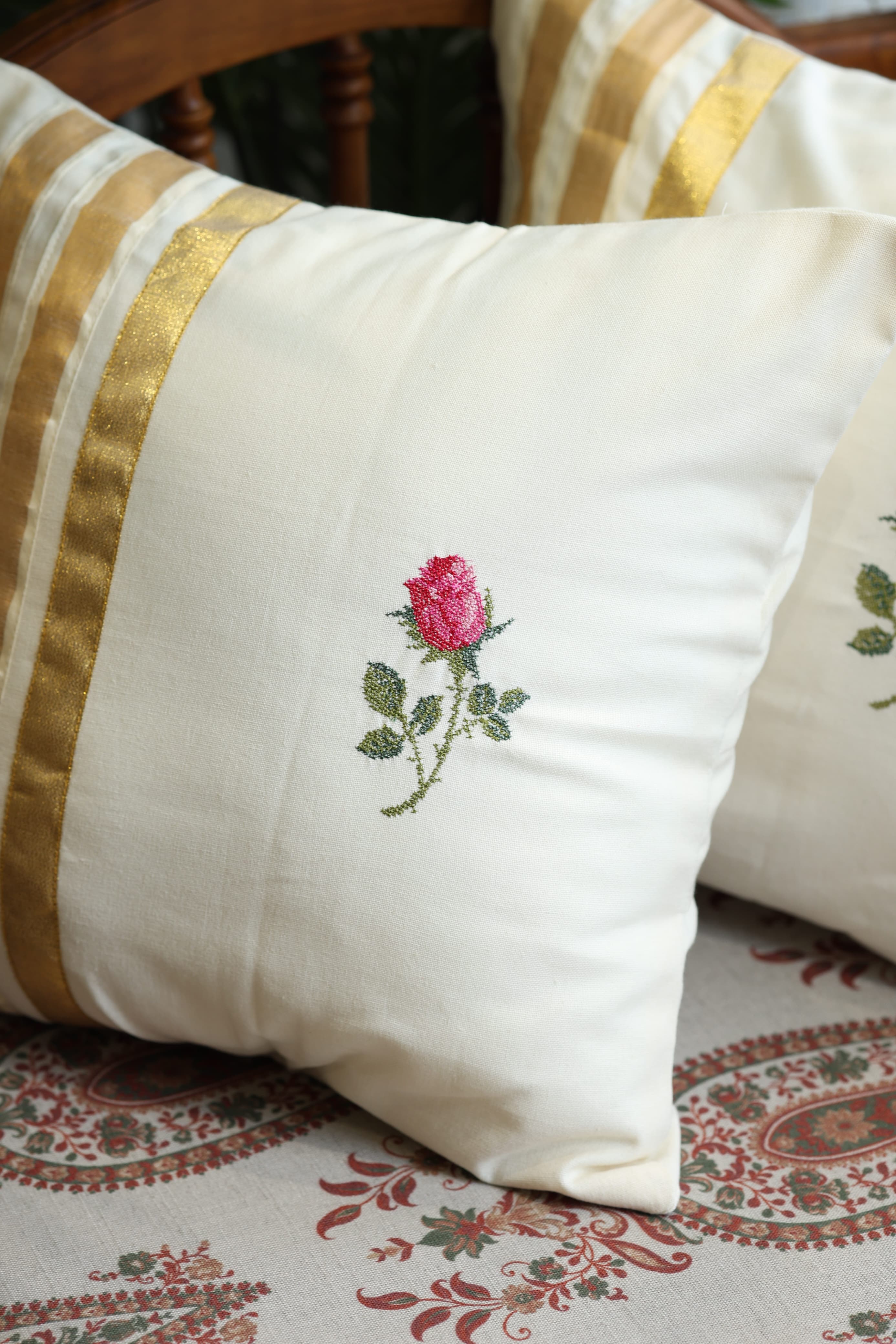 Onam cushion :cross stitch embroidery