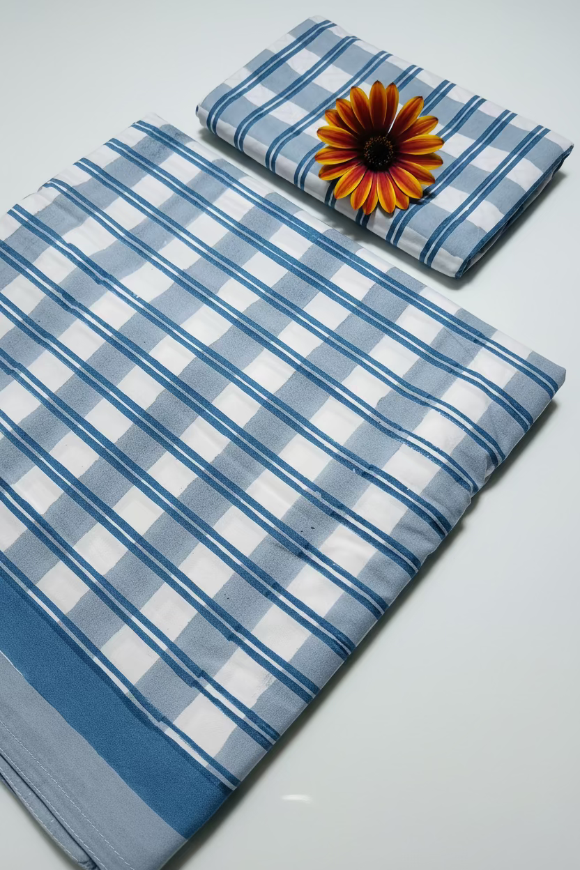 Bedsheets - King percale cotton handblock white lily  bedsheets