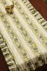 Onam Handblock Table Runner with Ruffled Edges - 4 seater