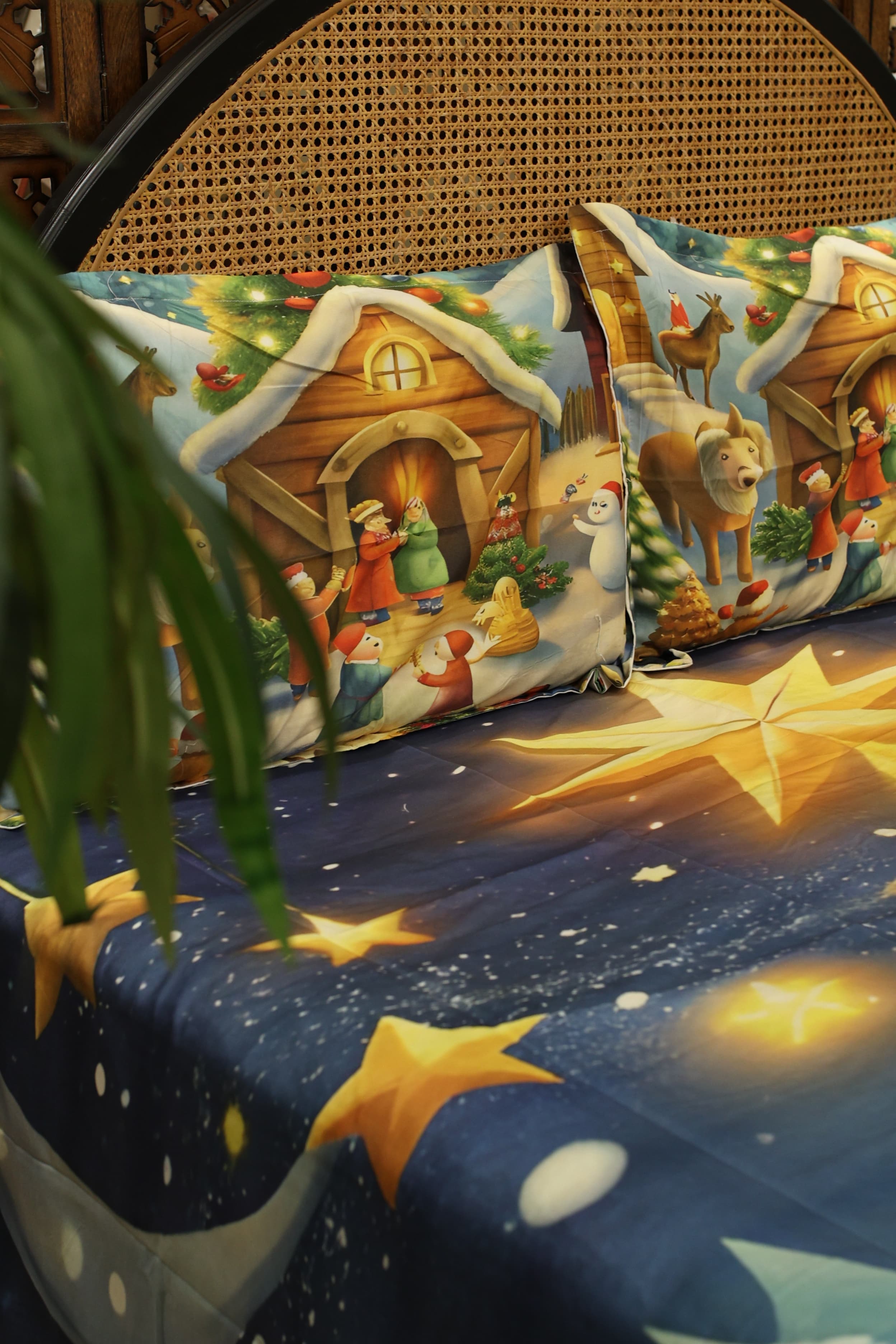 Christmas 7D Panel Print King Size Bedsheet Set - Xmas edition