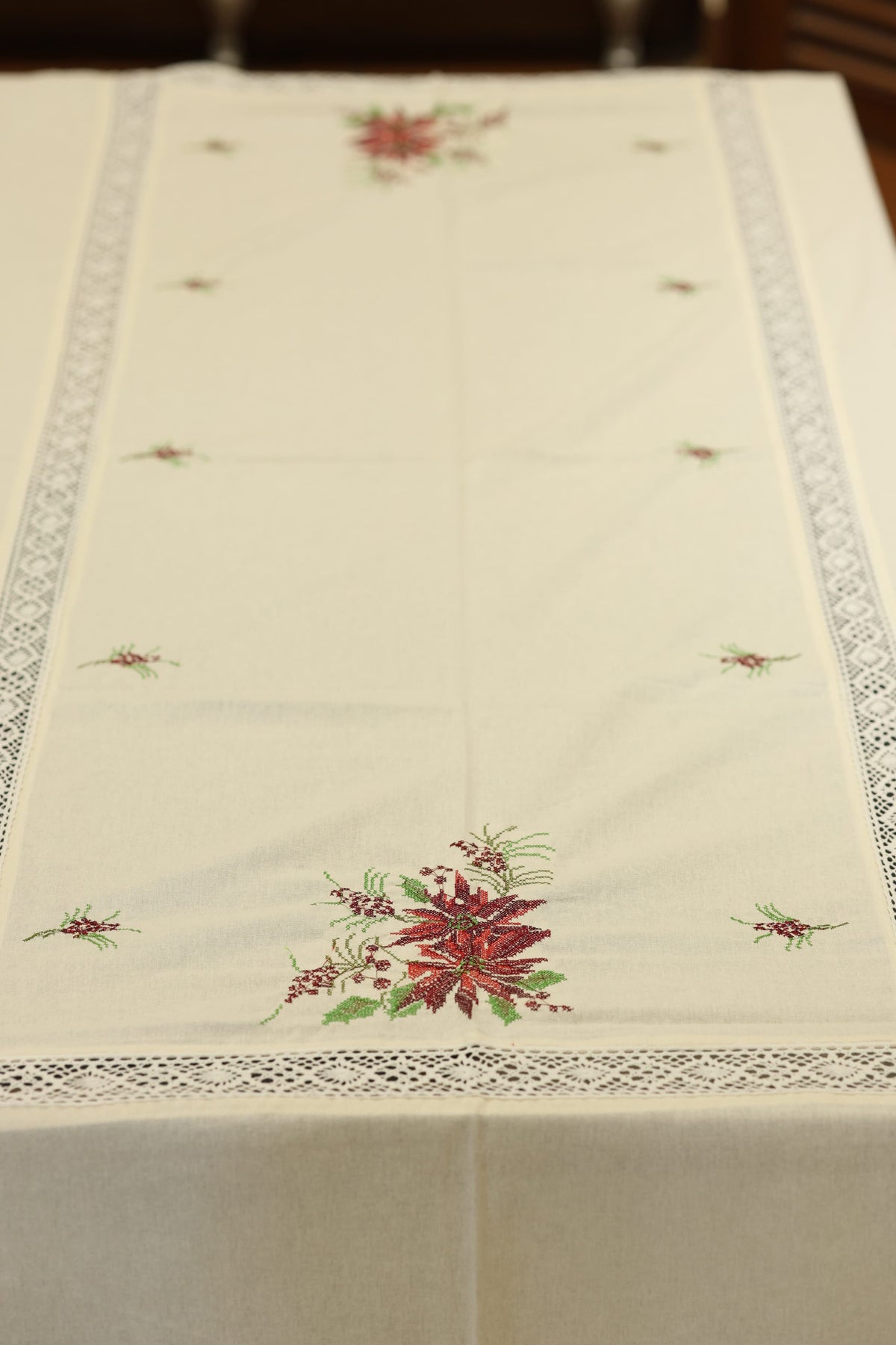 Table cloths-8 seater cross stitch embroidered