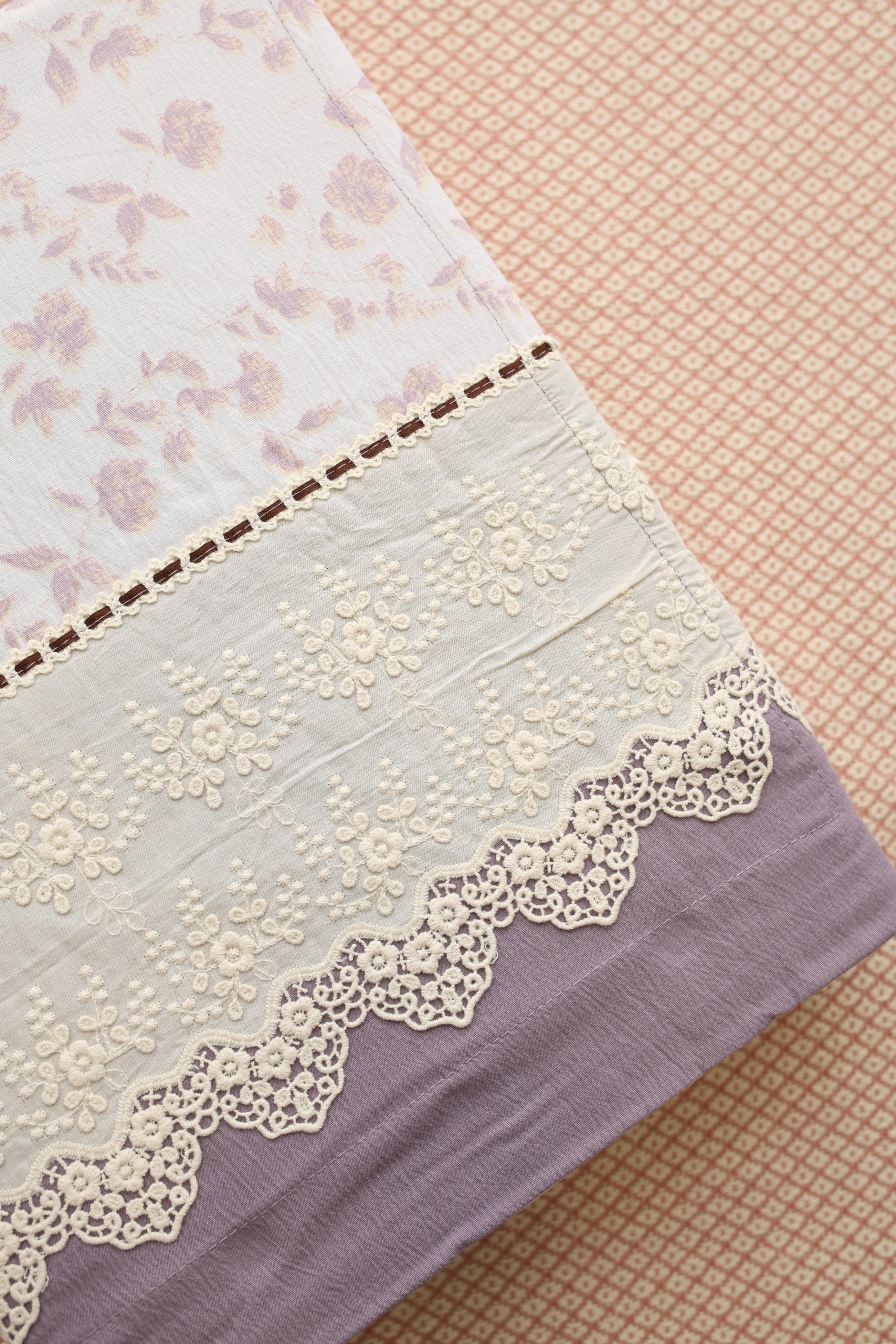 Bedsheets - Premium King soft cotton lace bedsheets majestic