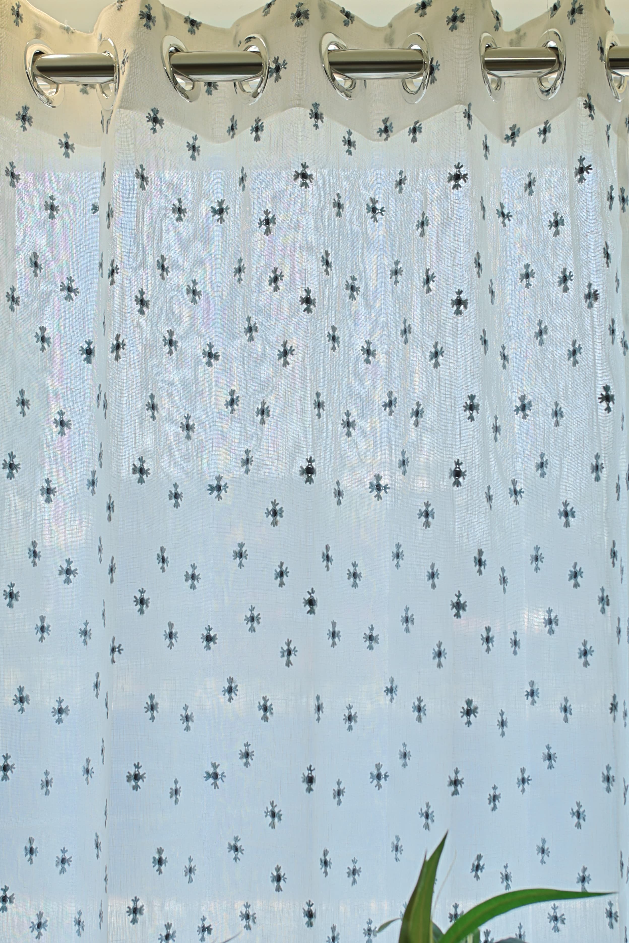 Curtains - Chandubi Premium Embroidery sheer curtains blue shade