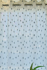 Curtains - Chandubi Premium Embroidery sheer curtains blue shade