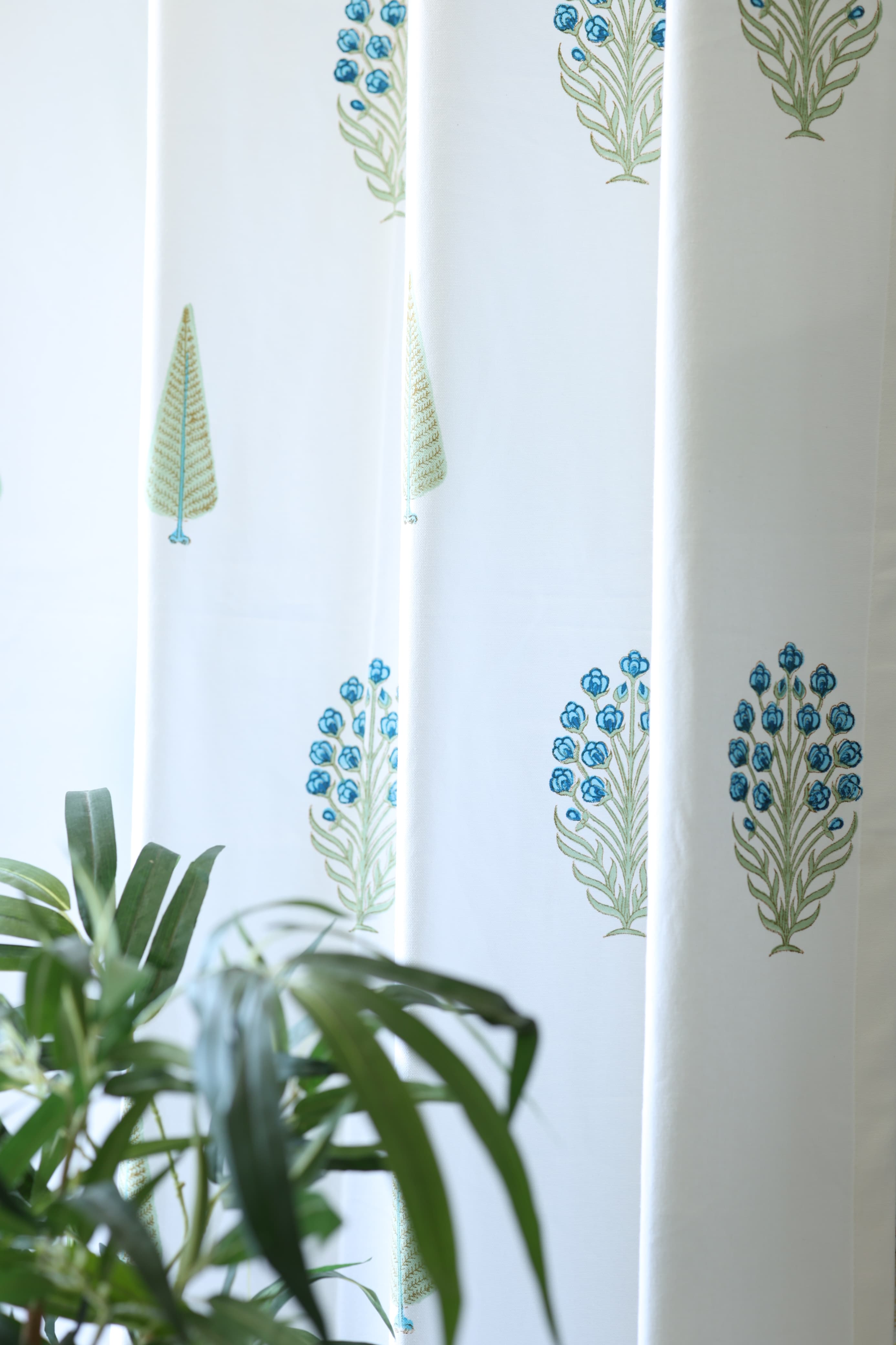 Curtains - Handblock printed curtains white base