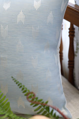 Powder Blue Geometric Embroidered Cushion Cover