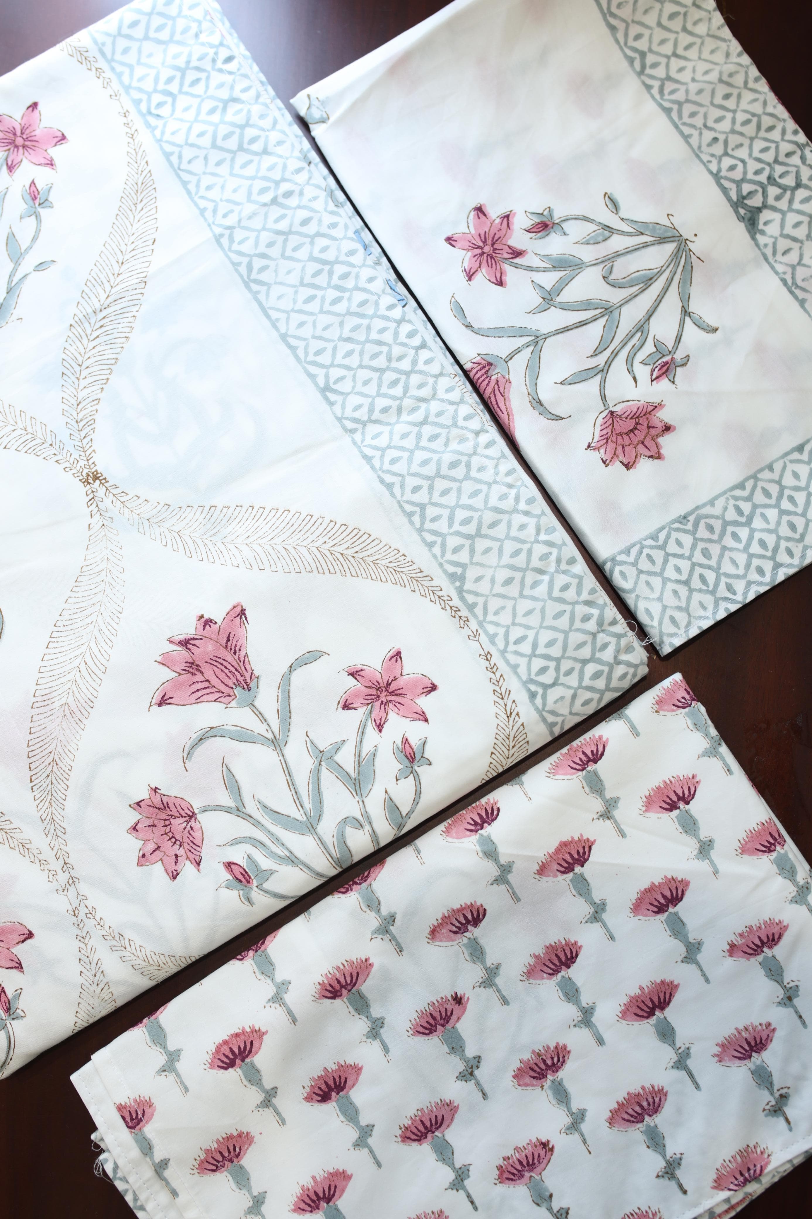 Bedsheets - King Percale cotton handblock print bedsheets