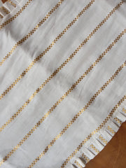 Onam Striped Table Runner with Ruffled Edges - 6 seater