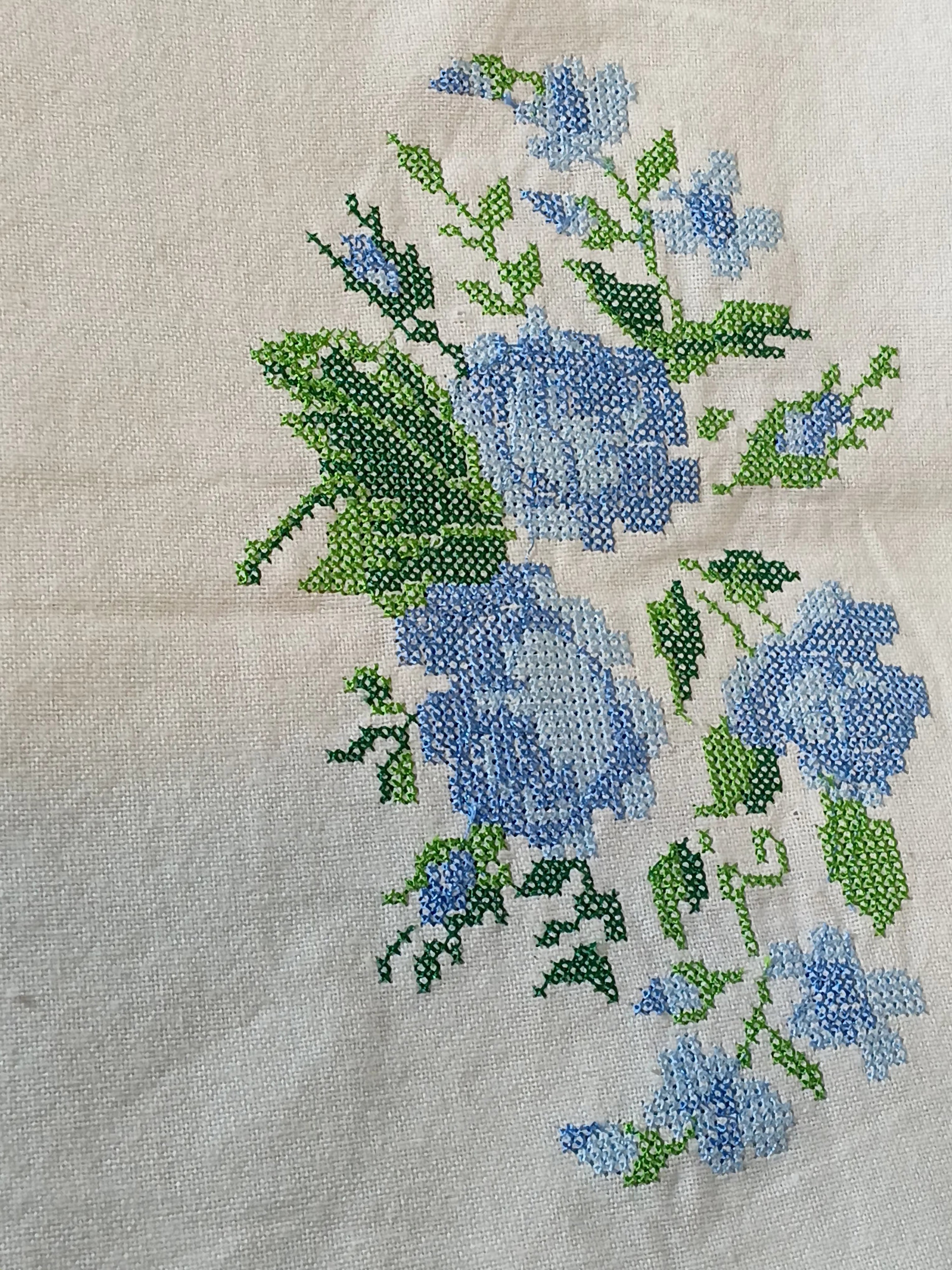 Floral Cross Stitch Embroidered Sofa Back / chair back Cover Set 3+1+1