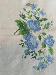 Floral Cross Stitch Embroidered Sofa Back / chair back Cover Set 3+1+1