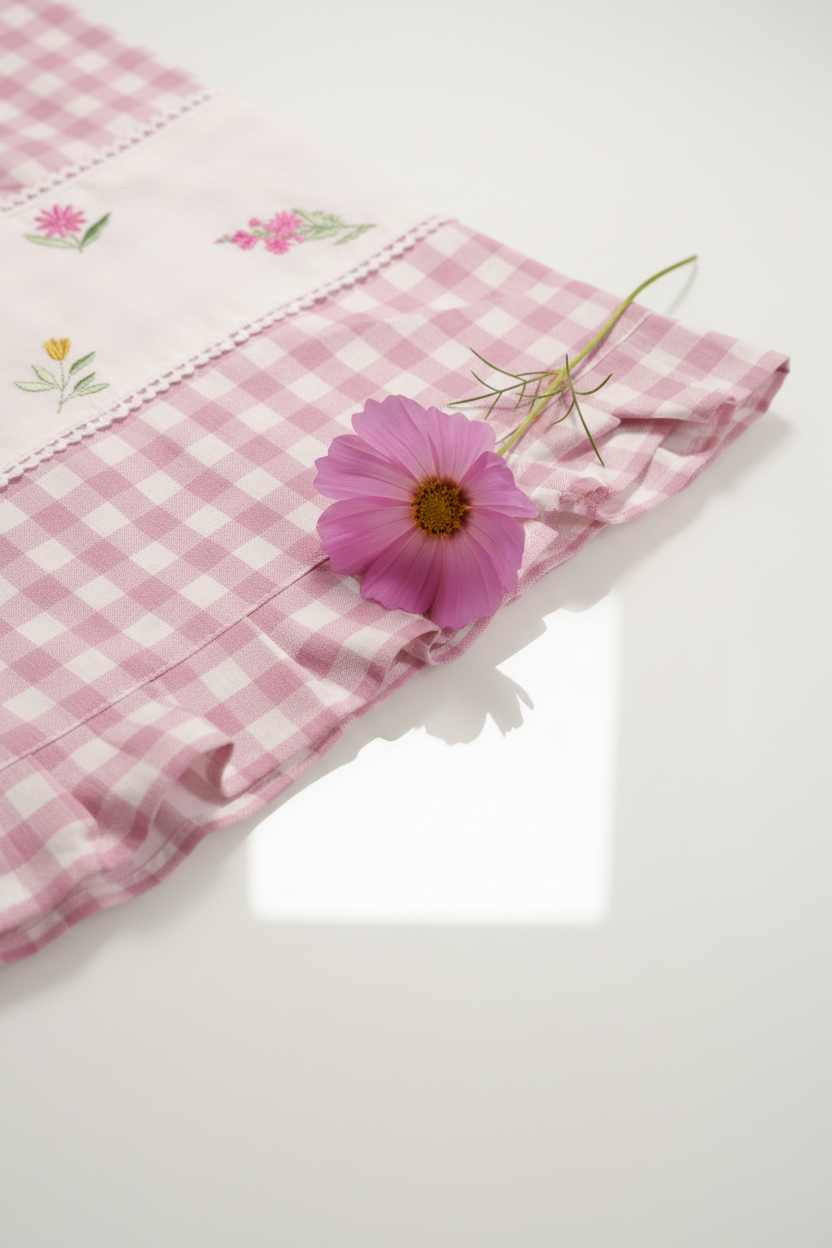 Bedsheets - Queen Premium check floral embroidery  bedsheet