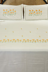 King Size Premium Machine Embroidery Bedsheet Set with 2 Pillow Covers (108x108")