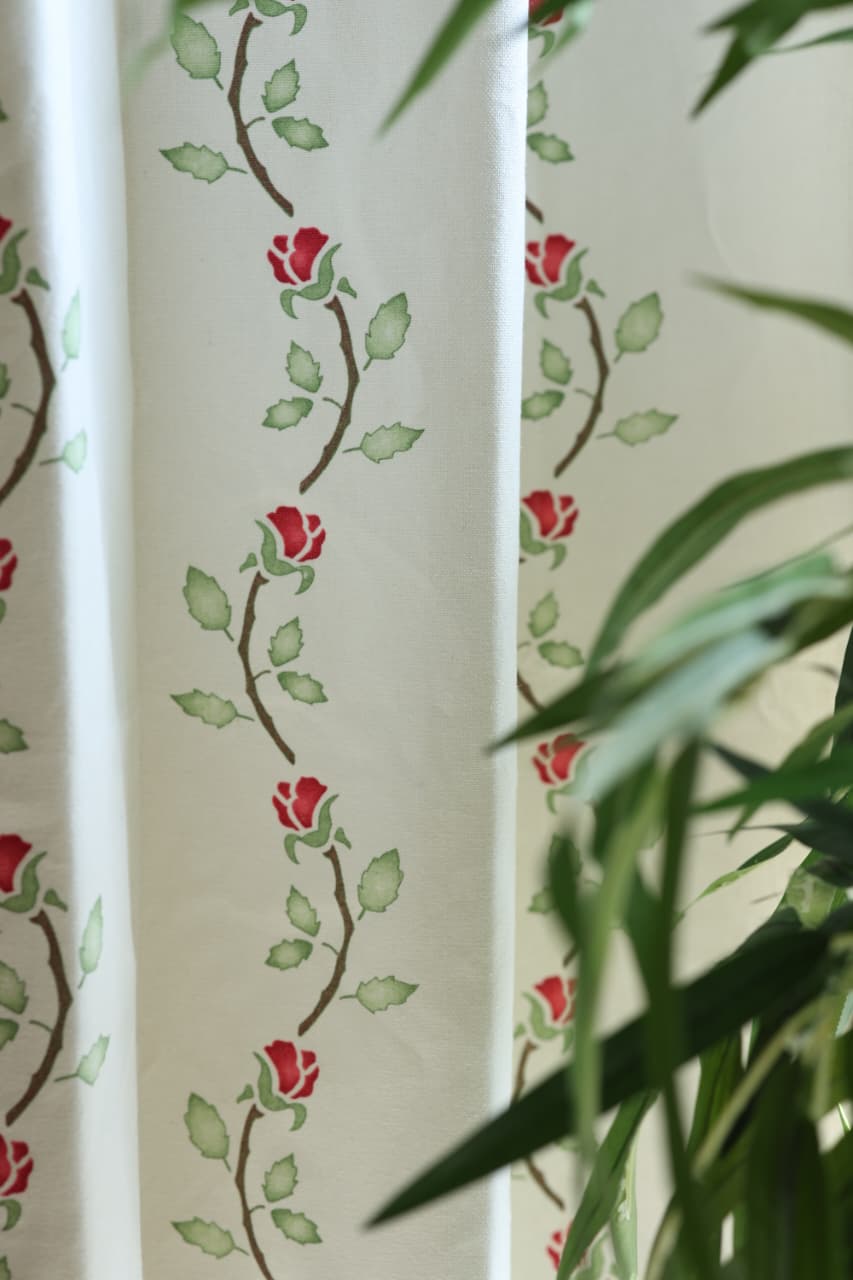 Curtains - Rose Vine Printed Opaque Curtain